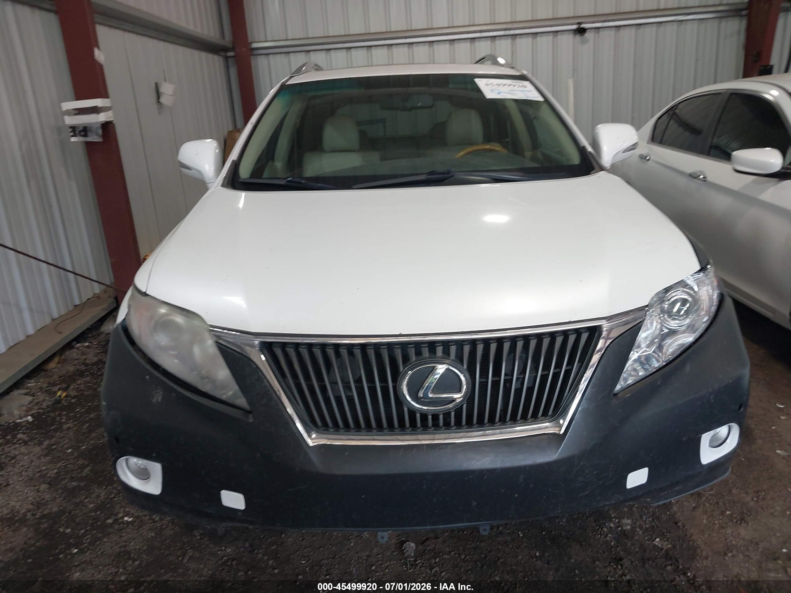2010 Lexus Rx 350   White vin: 2T2BK1BA3AC023693