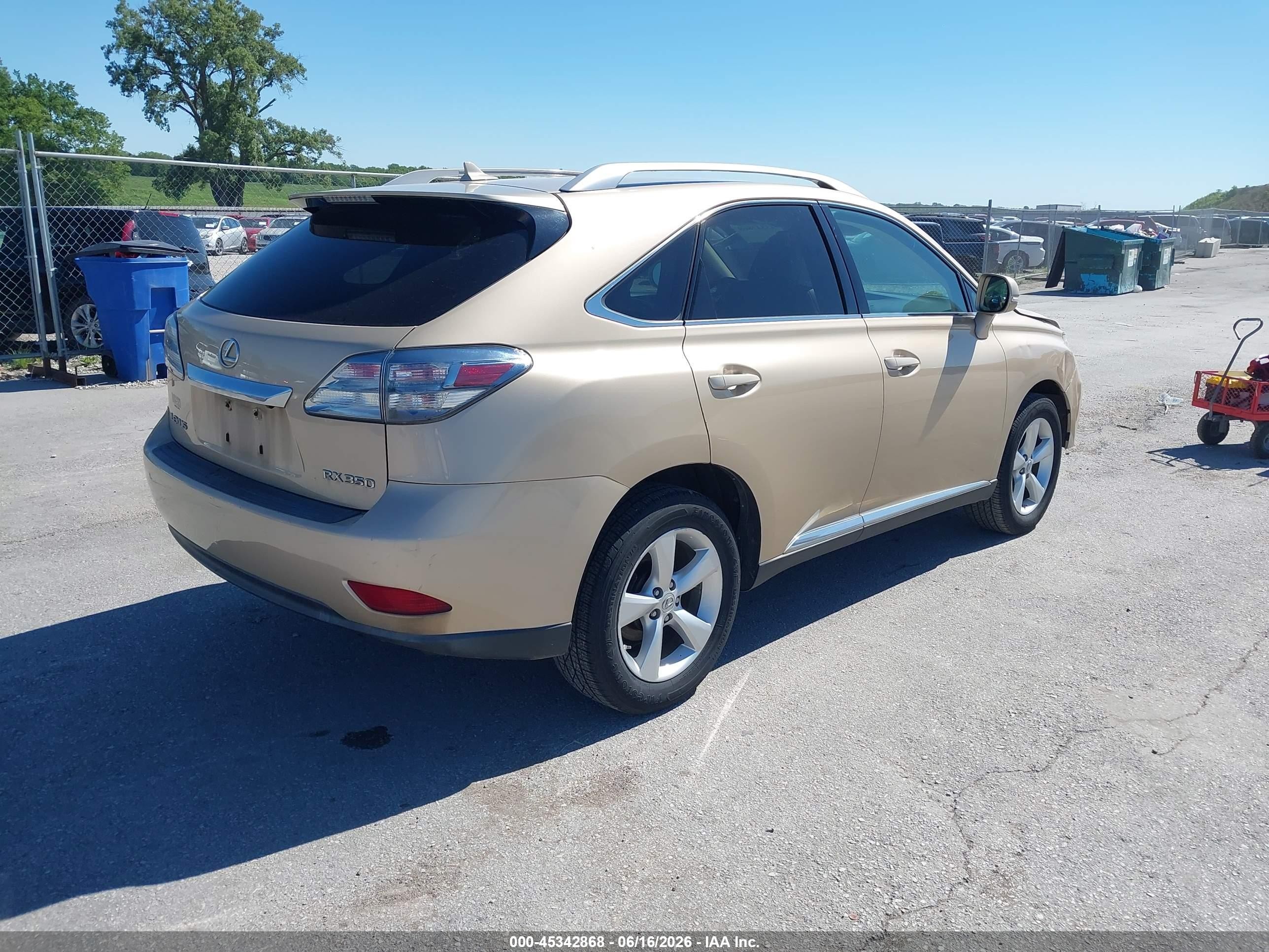 2010 Lexus Rx 350   Желто-коричневый vin: 2T2BK1BA3AC044771