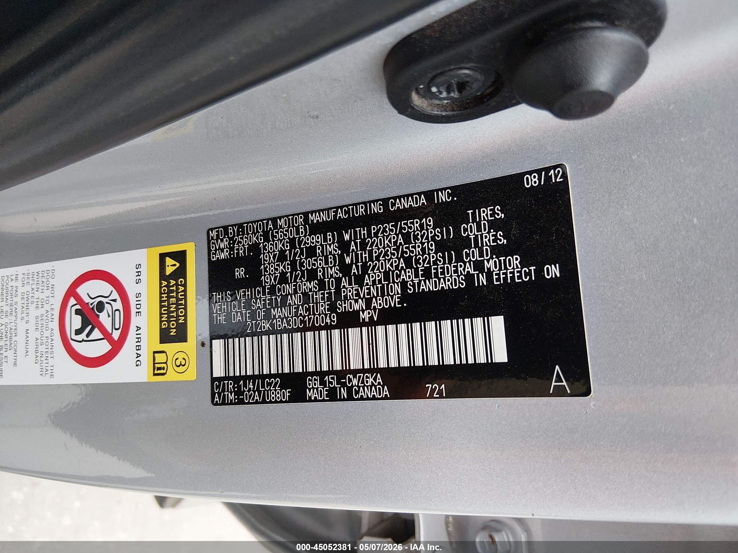 2013 Lexus Rx 350 F Sport Серебряный vin: 2T2BK1BA3DC170049