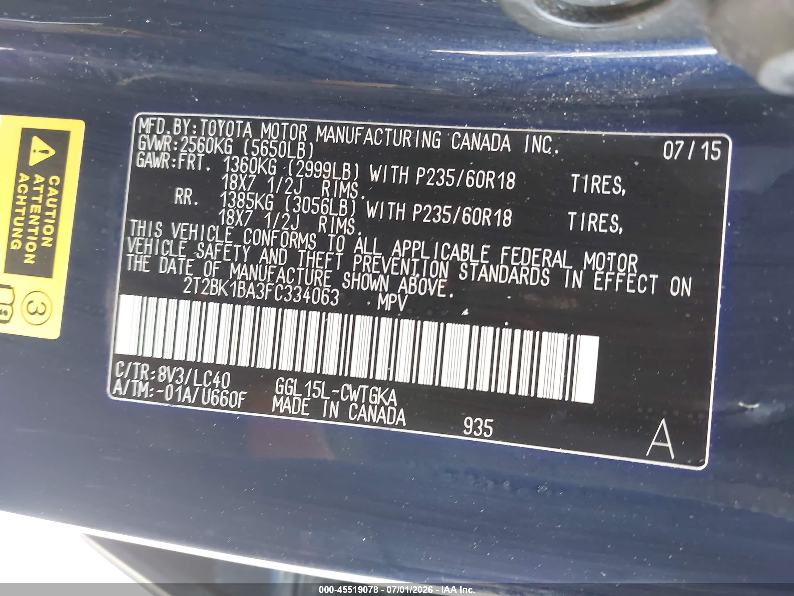 2015 Lexus Rx 350   Blue vin: 2T2BK1BA3FC334063
