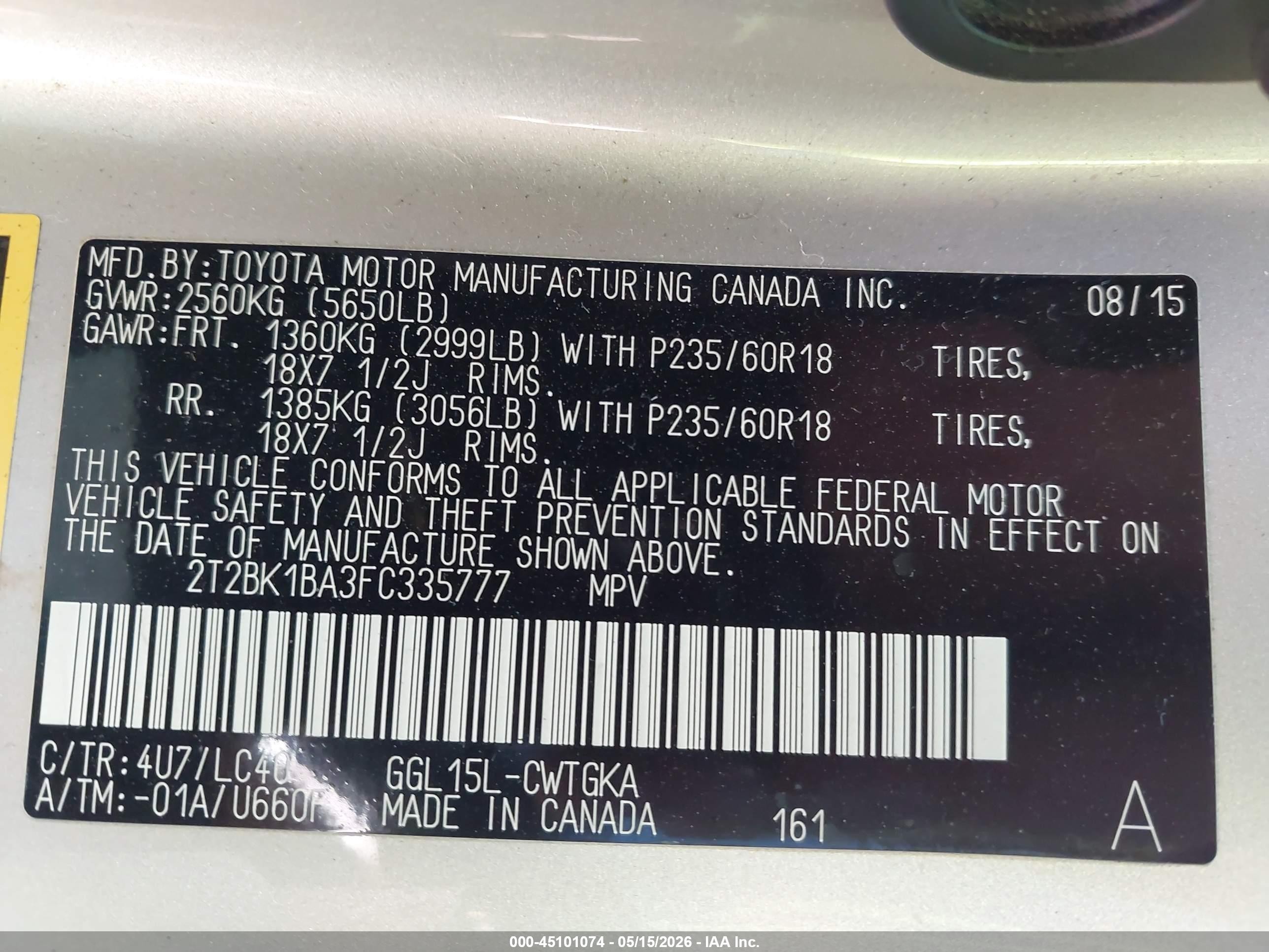 2015 Lexus Rx 350 Gold vin: 2T2BK1BA3FC335777
