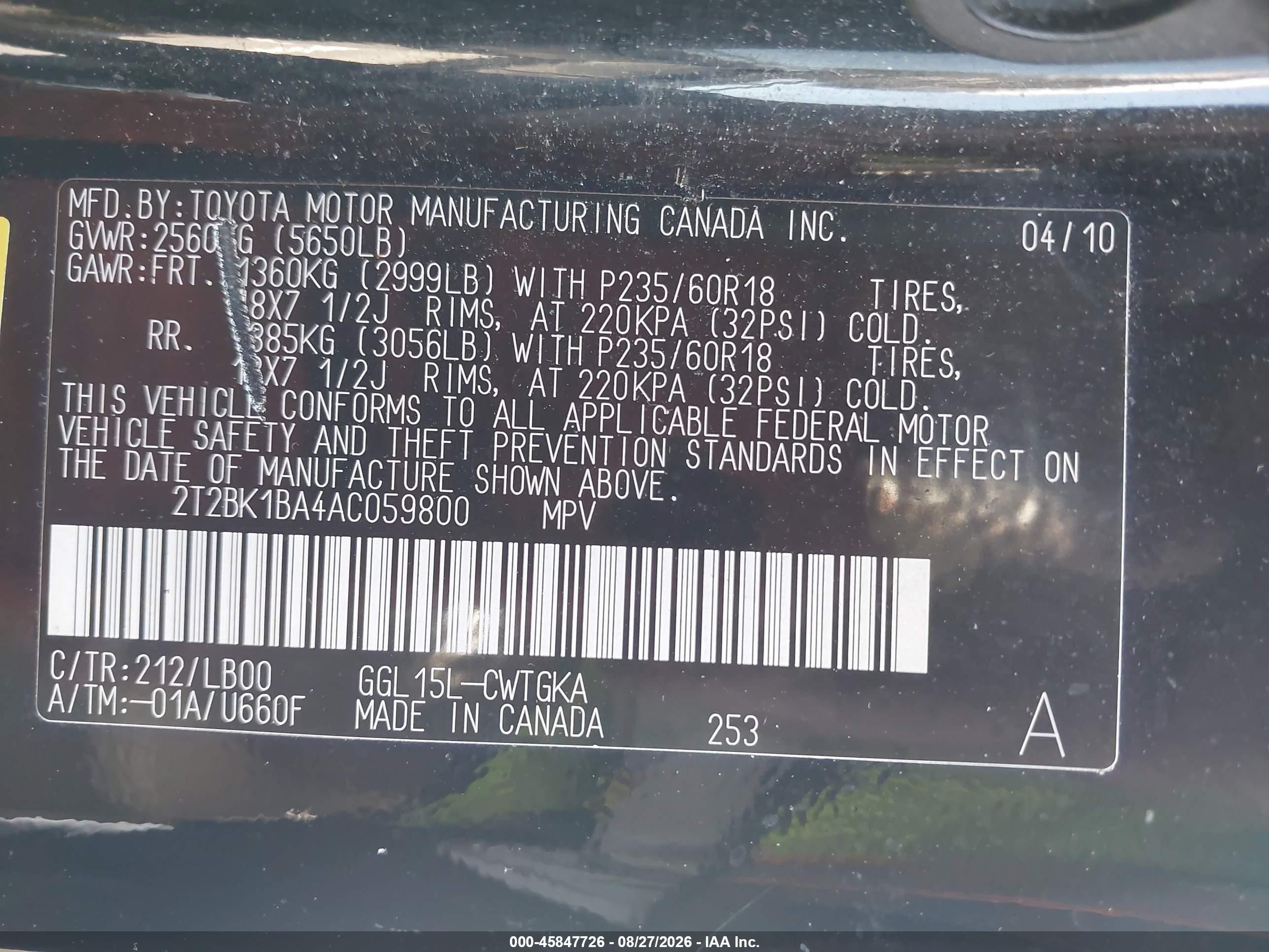 2010 Lexus Rx 350   Черный vin: 2T2BK1BA4AC059800