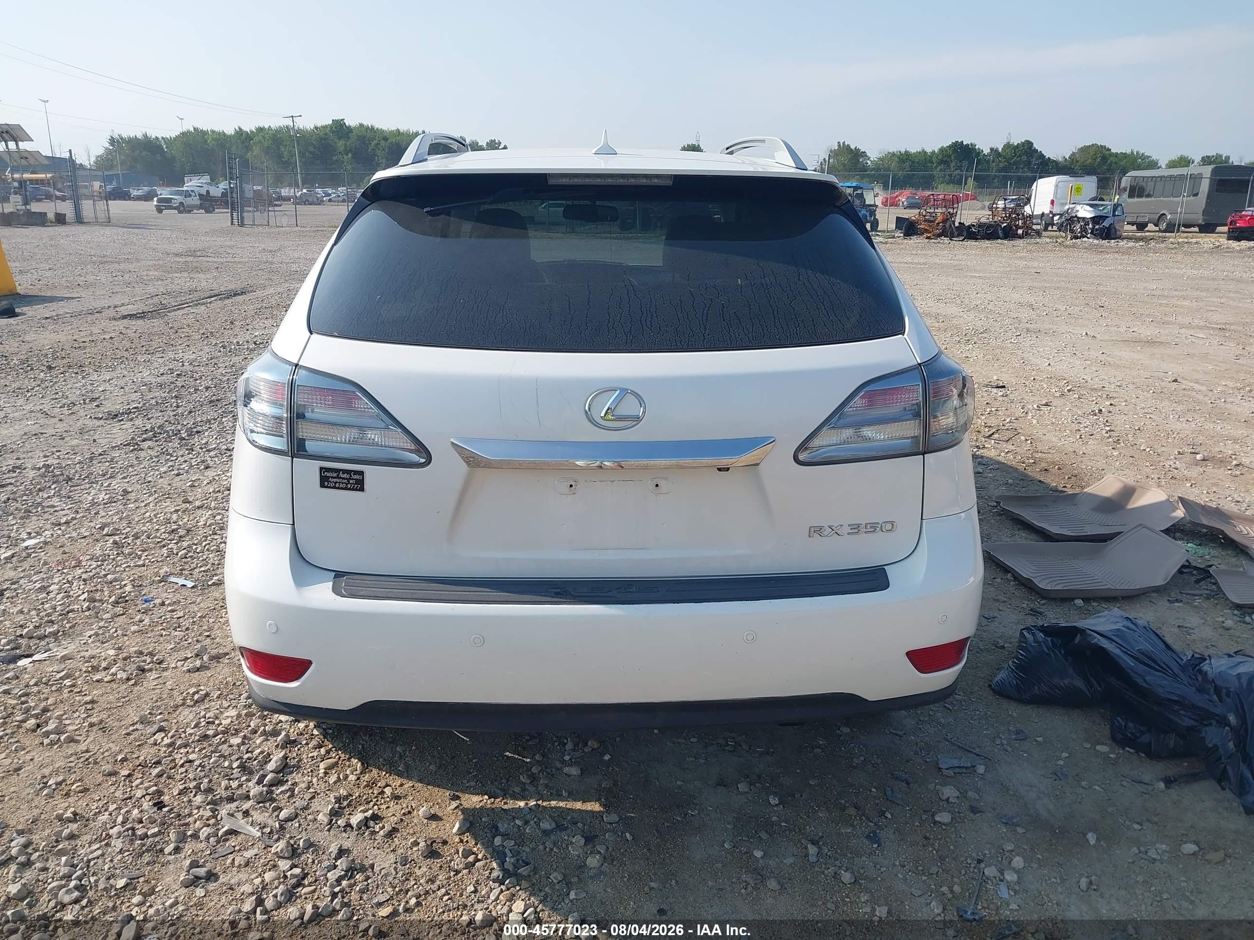2012 Lexus Rx 350   White vin: 2T2BK1BA4CC141982