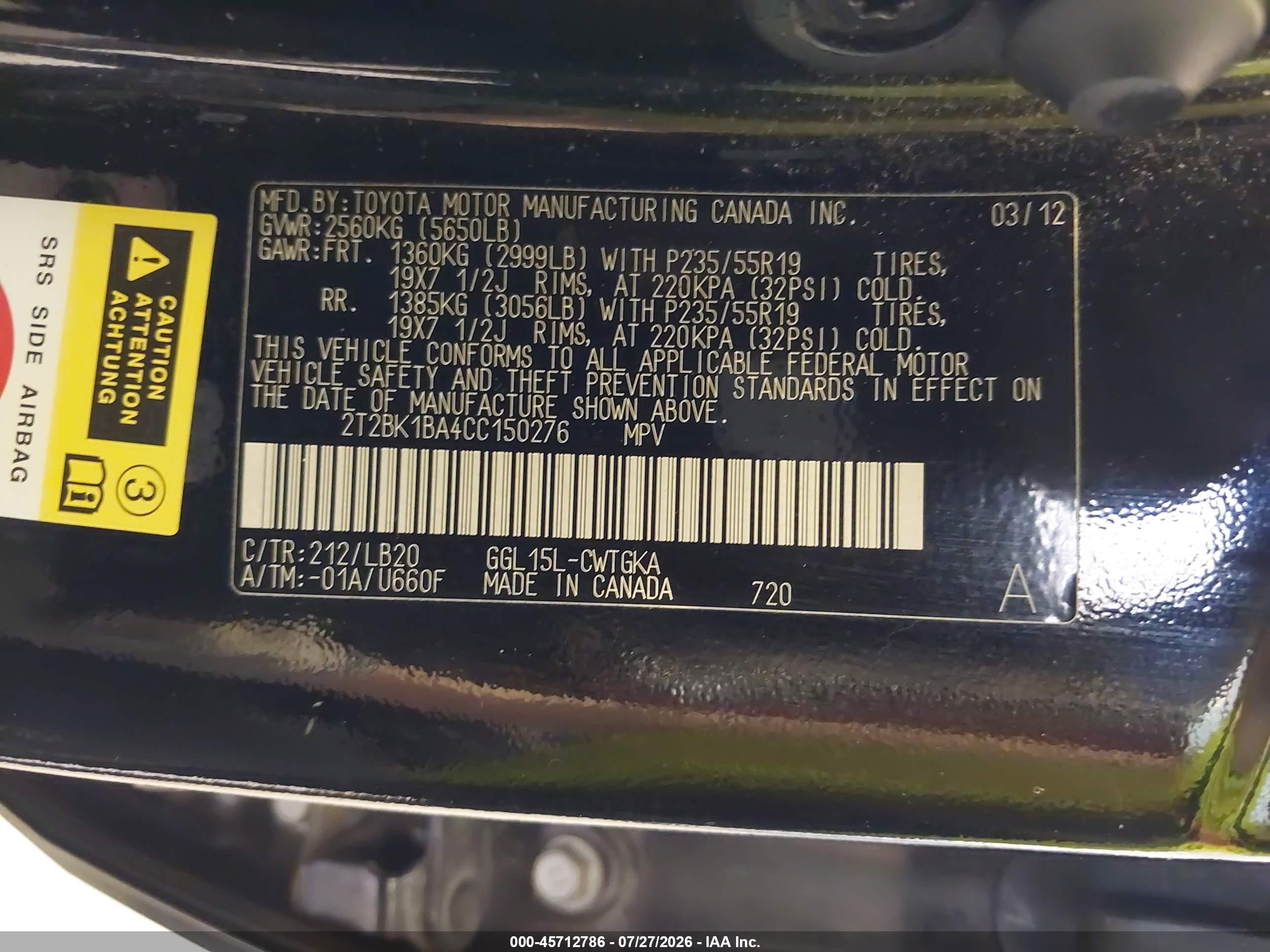 2012 Lexus Rx 350   Black vin: 2T2BK1BA4CC150276