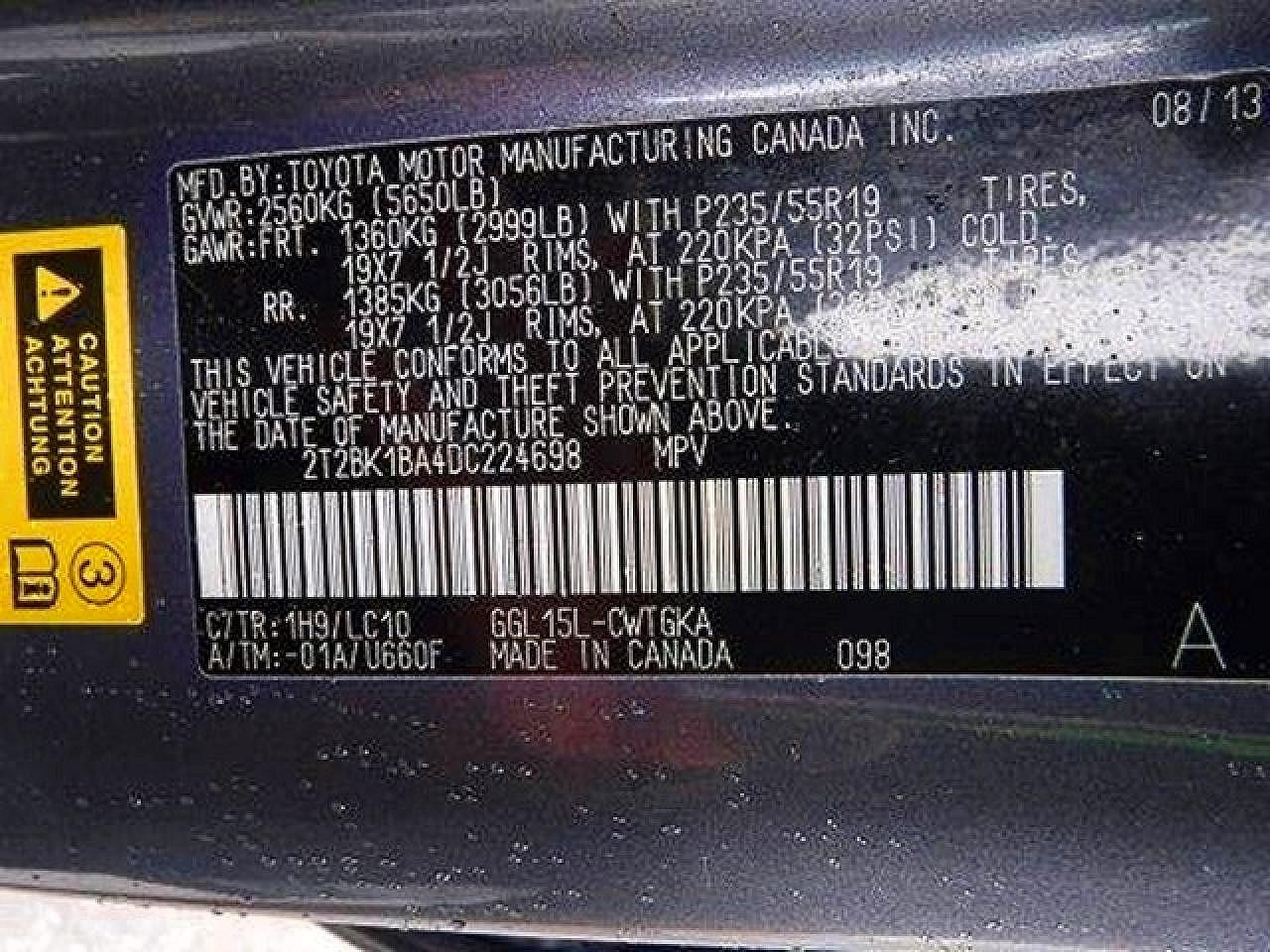 2013 Lexus Rx 350 Base Серебряный vin: 2T2BK1BA4DC224698
