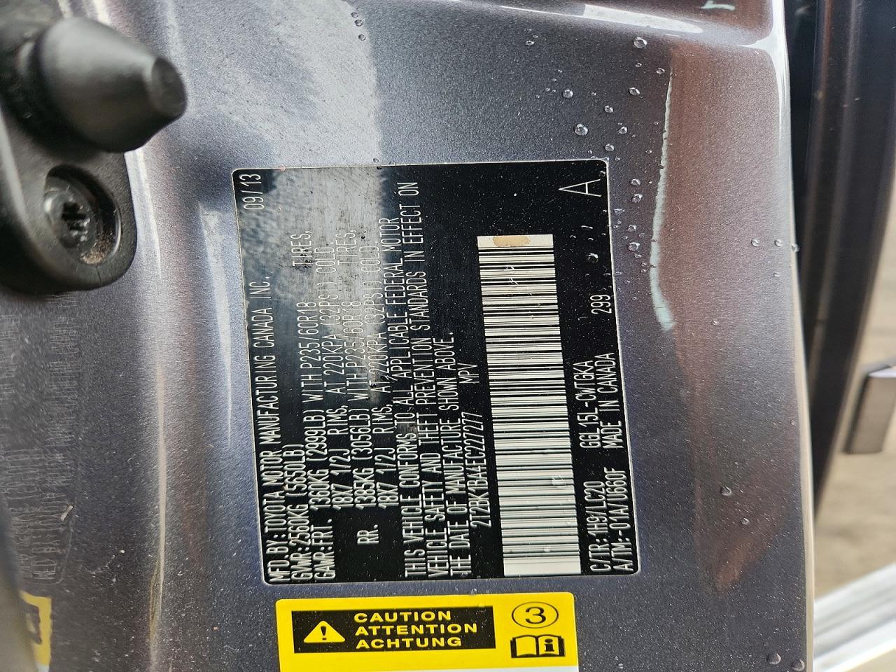 2014 Lexus Rx 350 Base Серый vin: 2T2BK1BA4EC227277