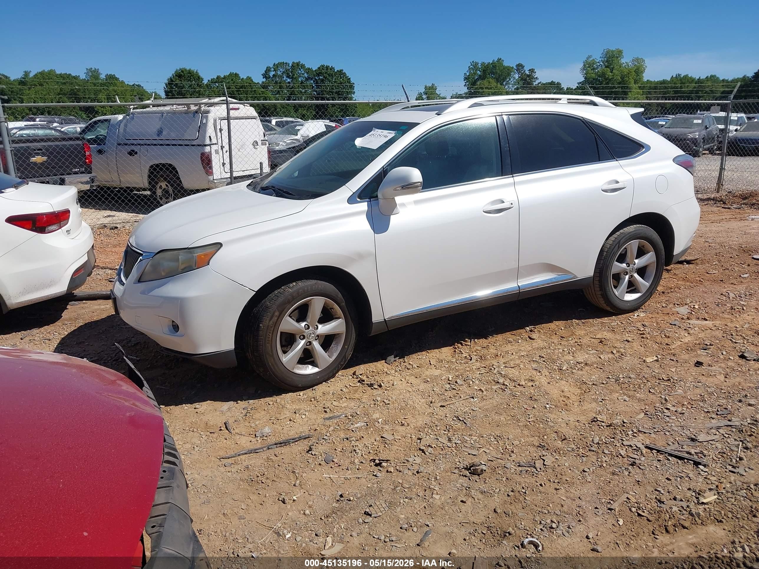 2010 Lexus Rx 350   White vin: 2T2BK1BA5AC010847