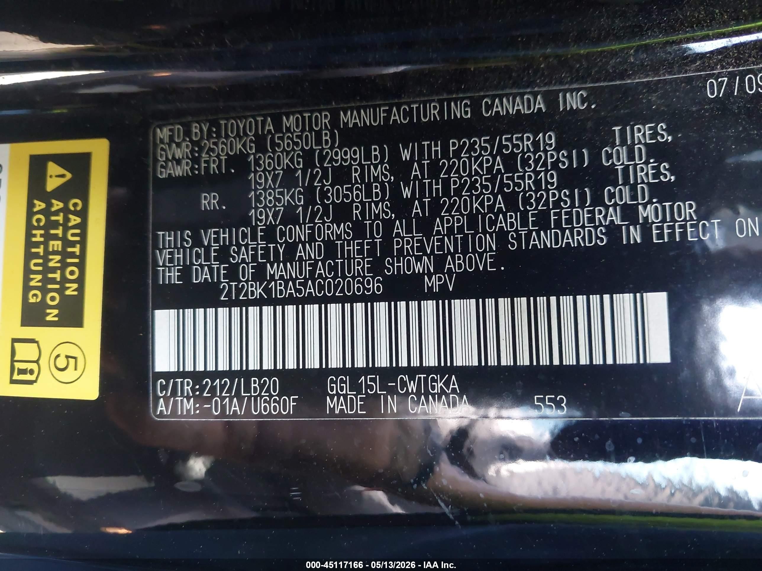 2010 Lexus Rx 350   Black vin: 2T2BK1BA5AC020696