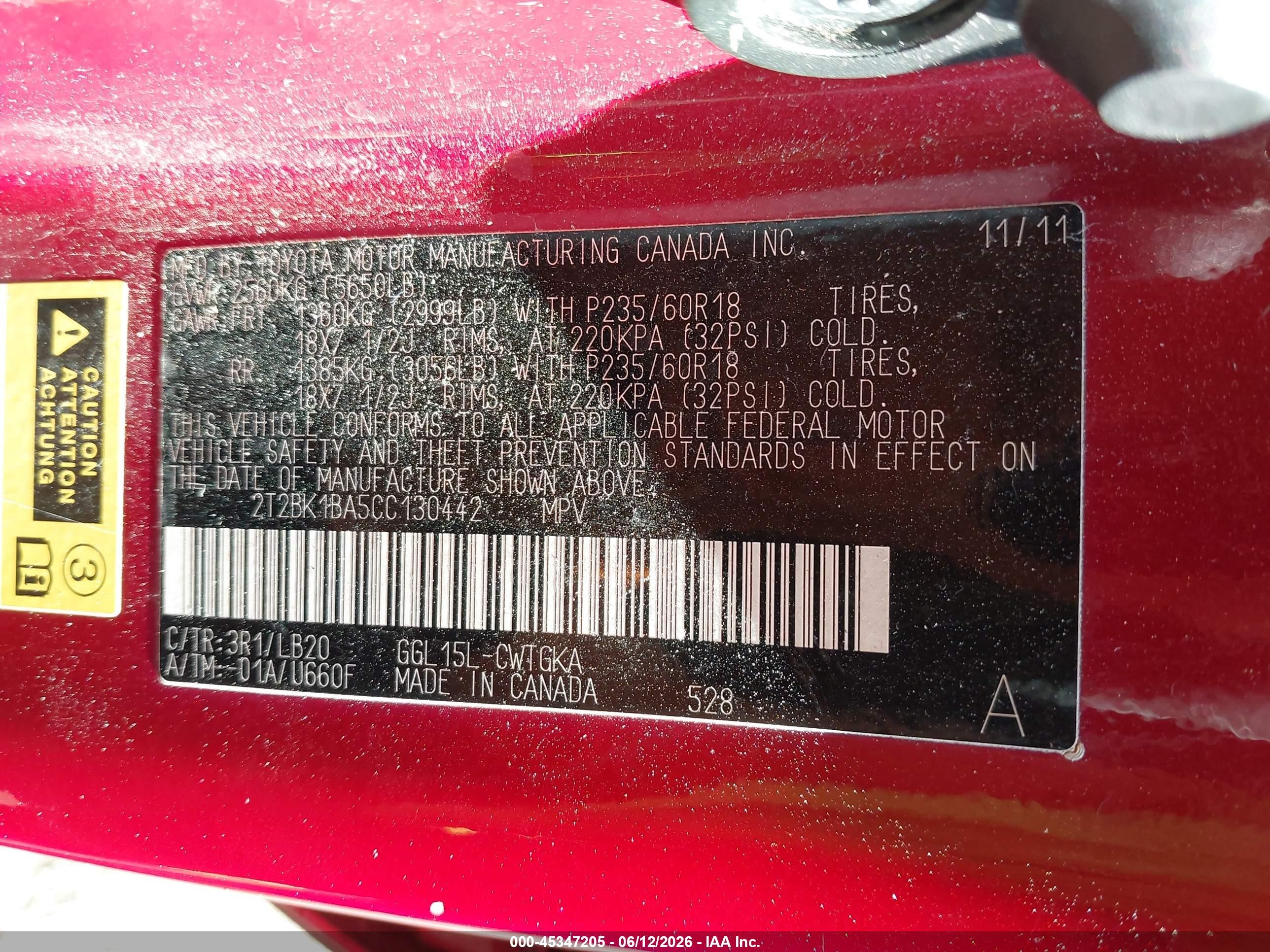 2012 Lexus Rx 350   Red vin: 2T2BK1BA5CC130442