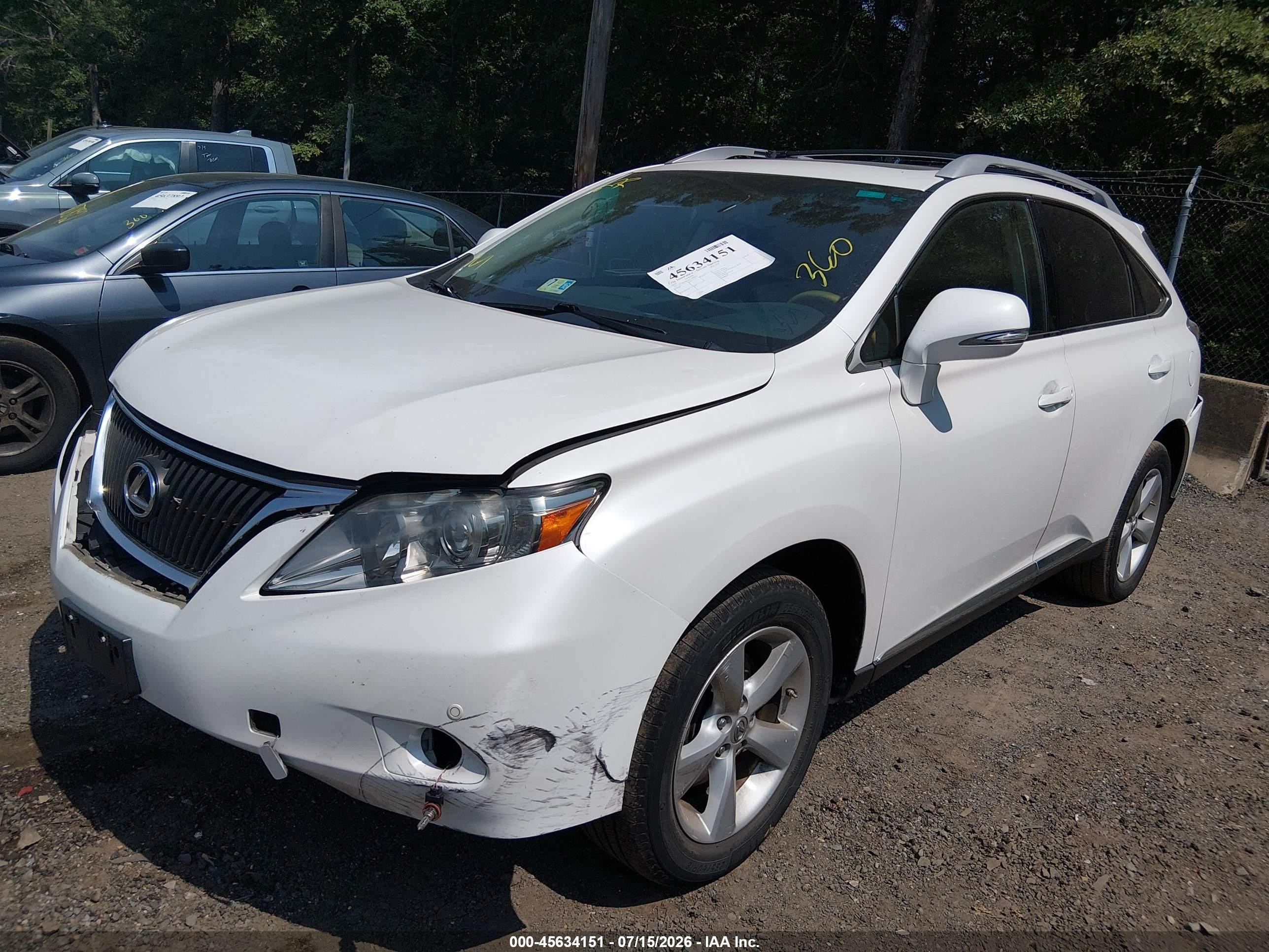 2012 Lexus Rx 350   White vin: 2T2BK1BA5CC142624