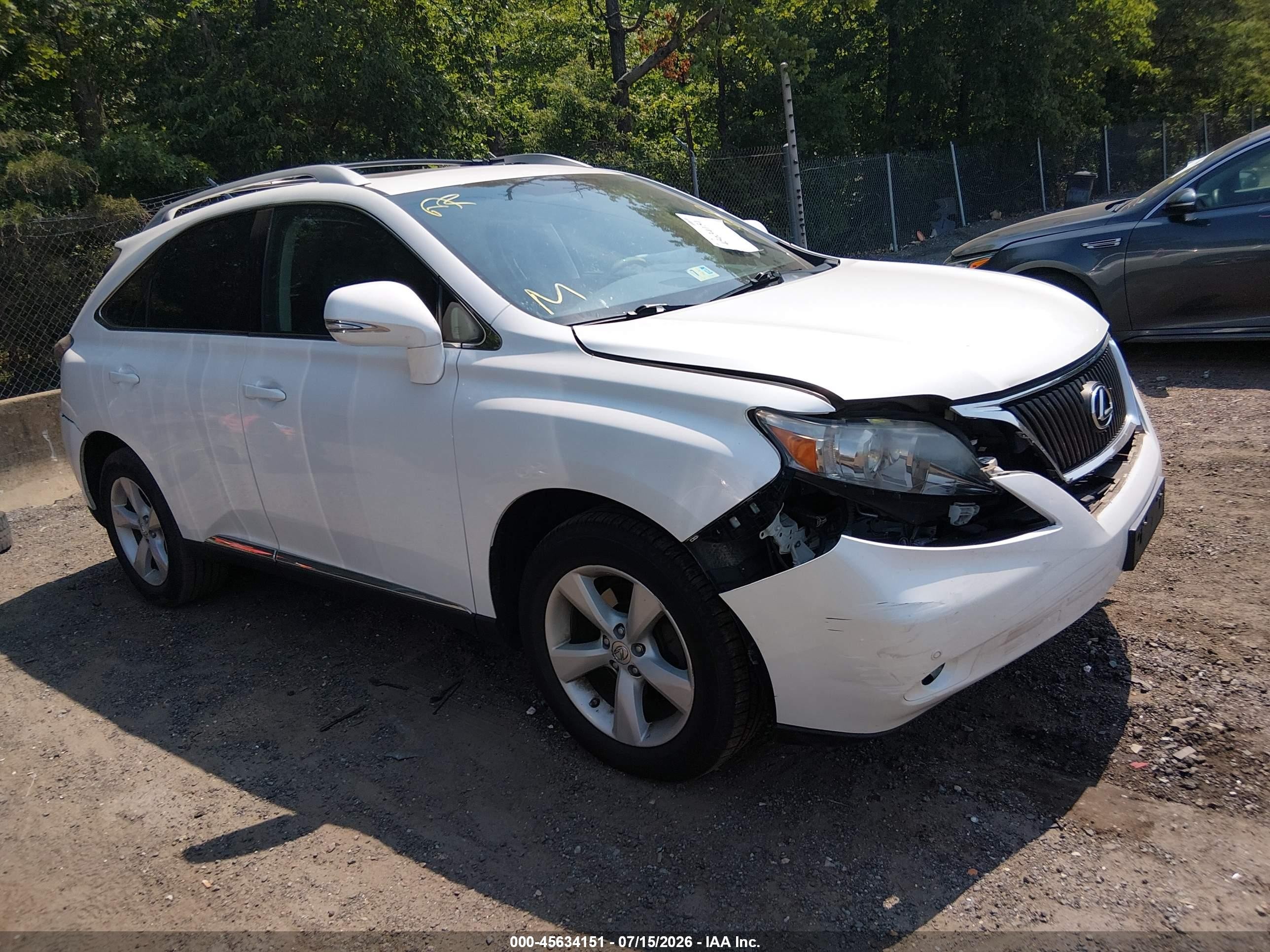2012 Lexus Rx 350   White vin: 2T2BK1BA5CC142624