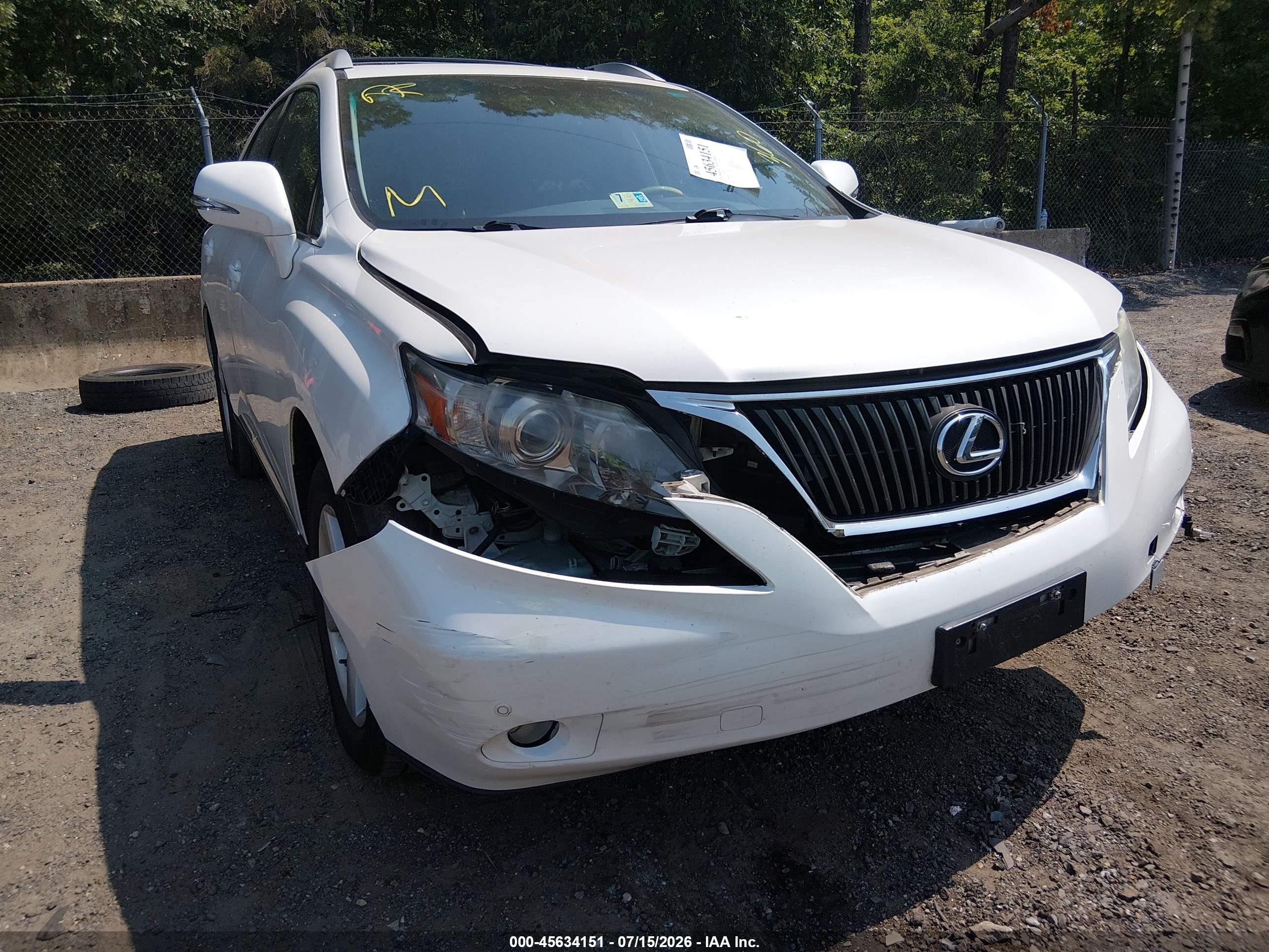 2012 Lexus Rx 350   White vin: 2T2BK1BA5CC142624