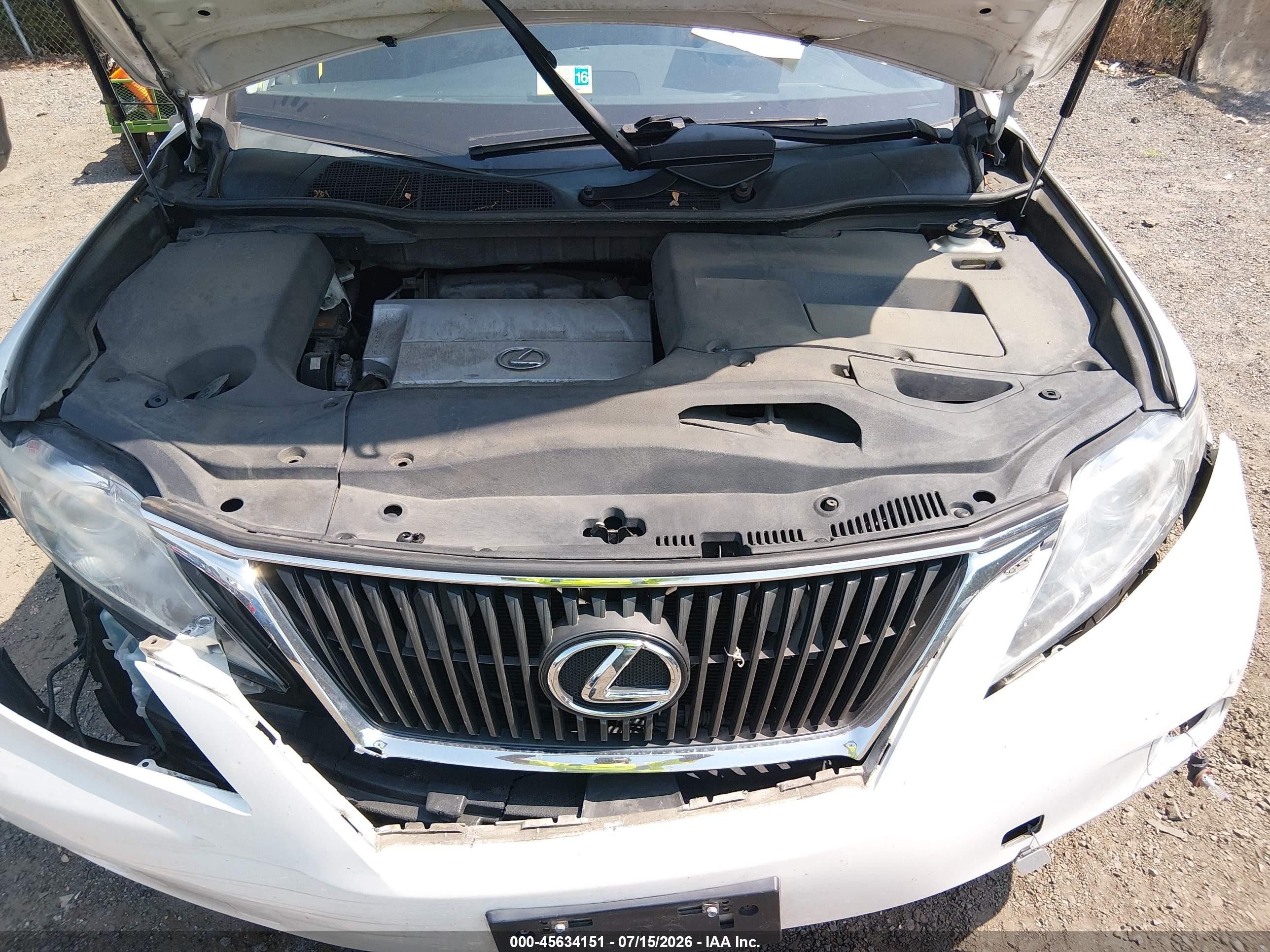 2012 Lexus Rx 350   White vin: 2T2BK1BA5CC142624