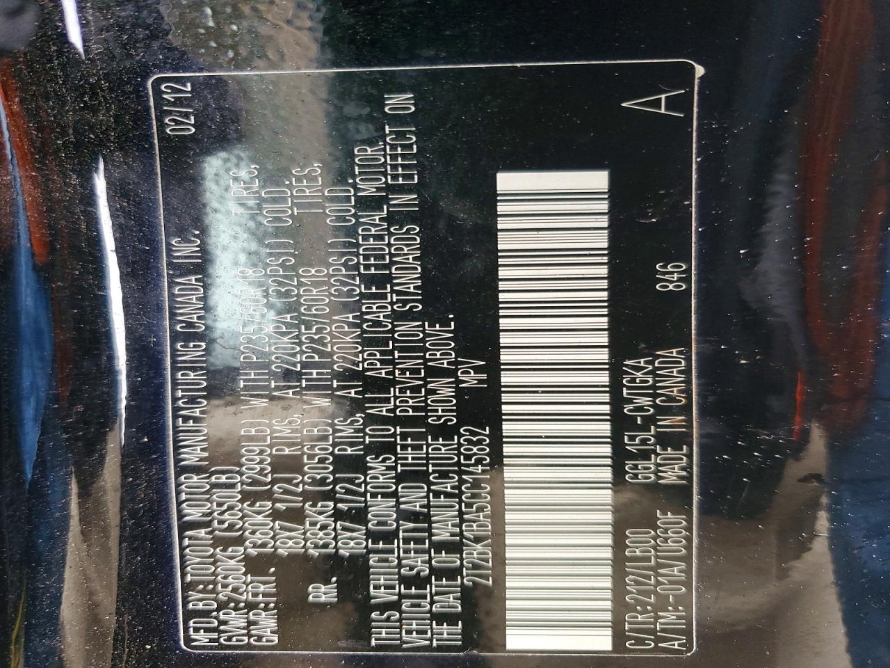 2012 Lexus Rx 350 Черный vin: 2T2BK1BA5CC145832