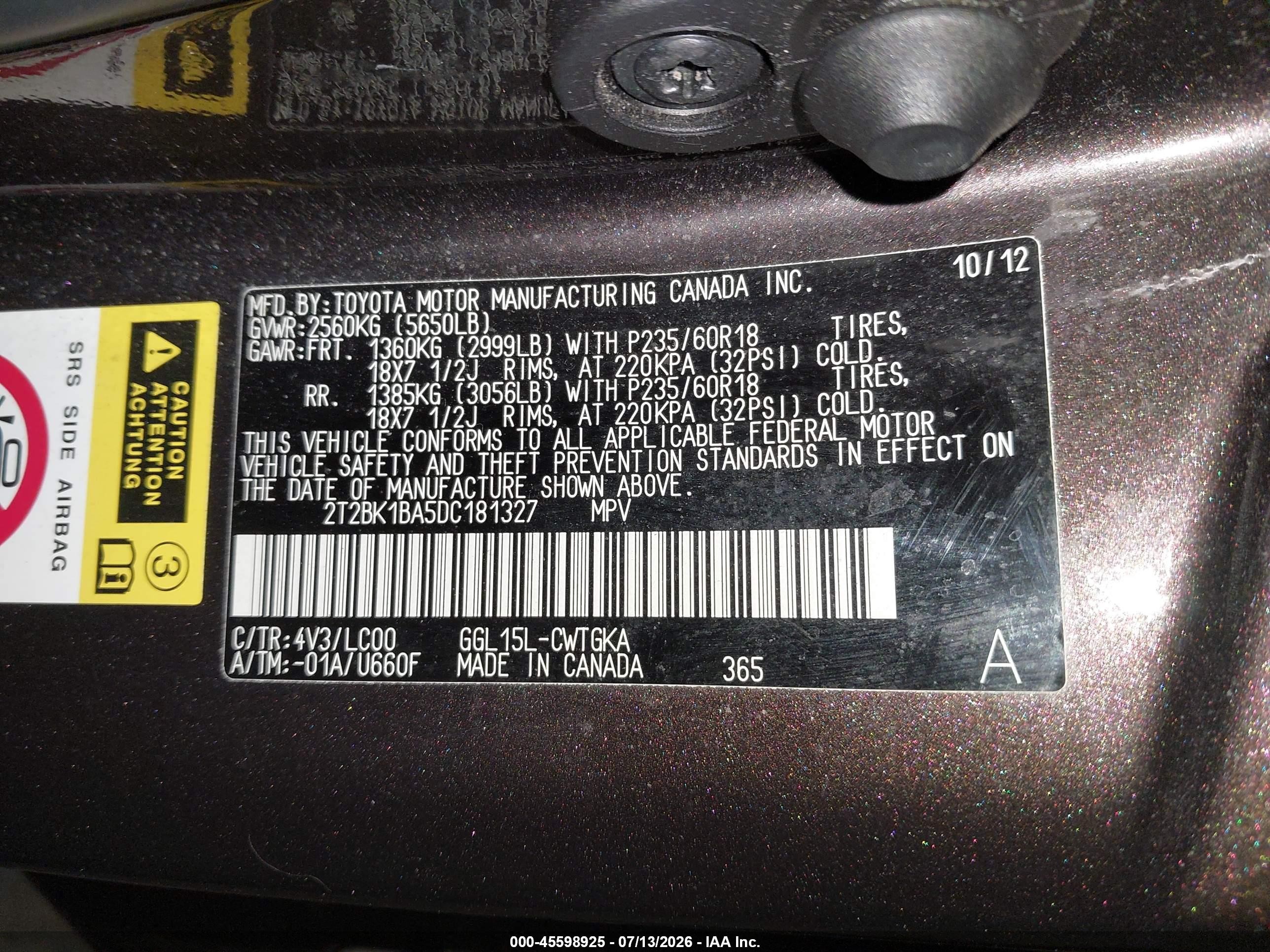2013 Lexus Rx 350   Серый vin: 2T2BK1BA5DC181327