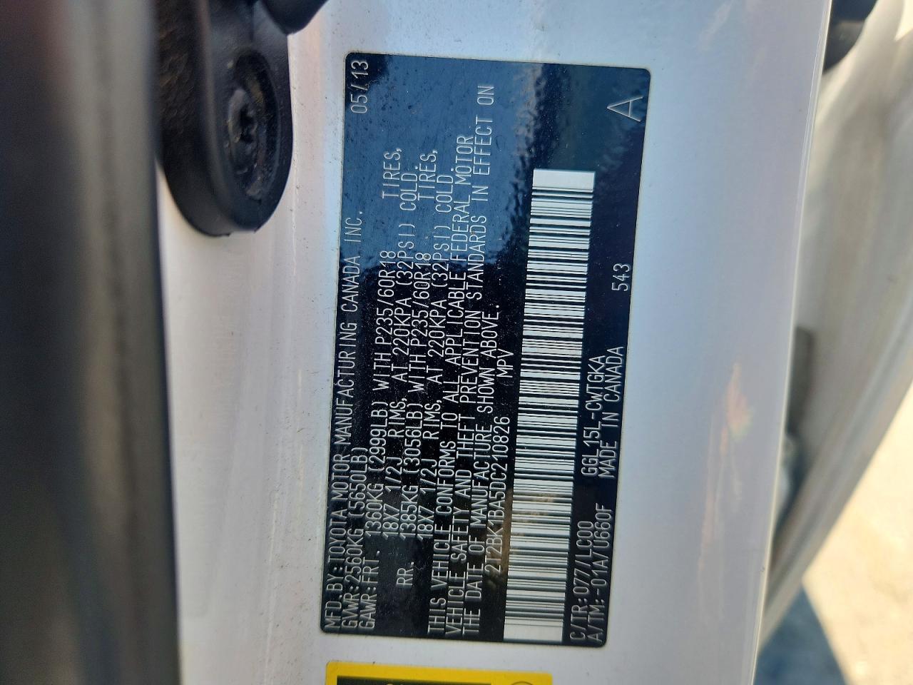 2013 Lexus Rx 350 Base Белый vin: 2T2BK1BA5DC210826
