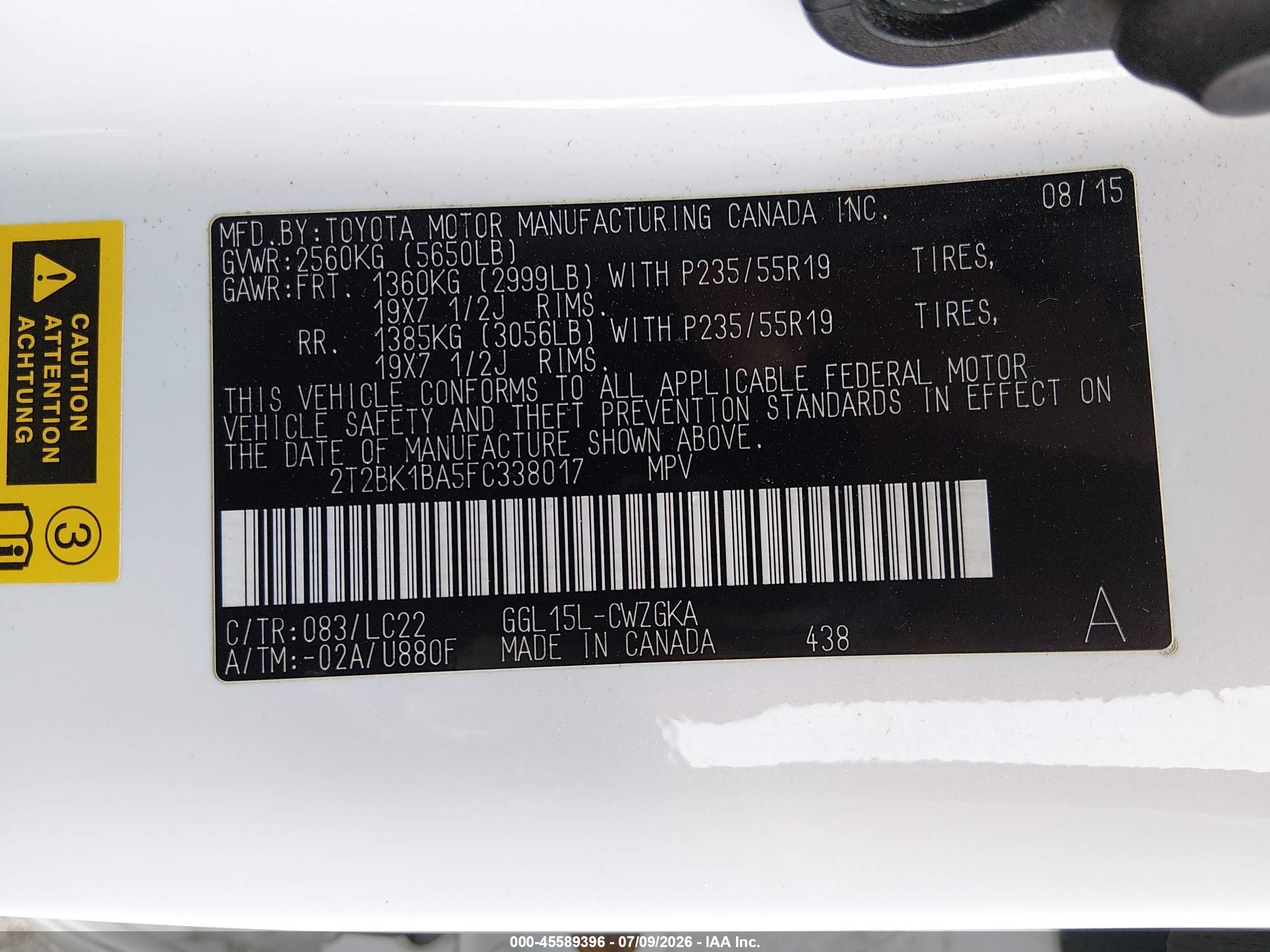 2015 Lexus Rx 350 F Sport White vin: 2T2BK1BA5FC338017