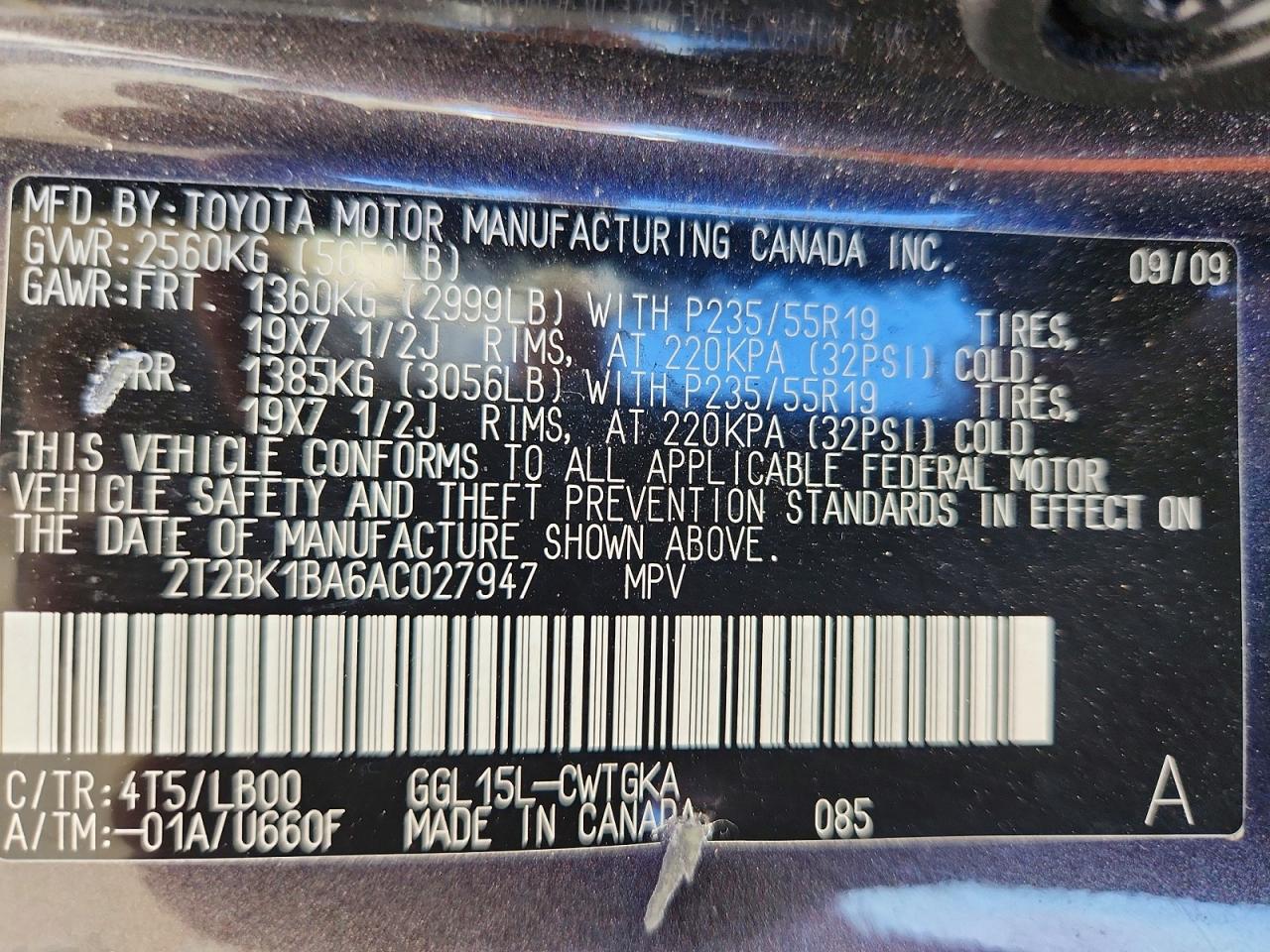2010 Lexus Rx 350 Угольный vin: 2T2BK1BA6AC027947
