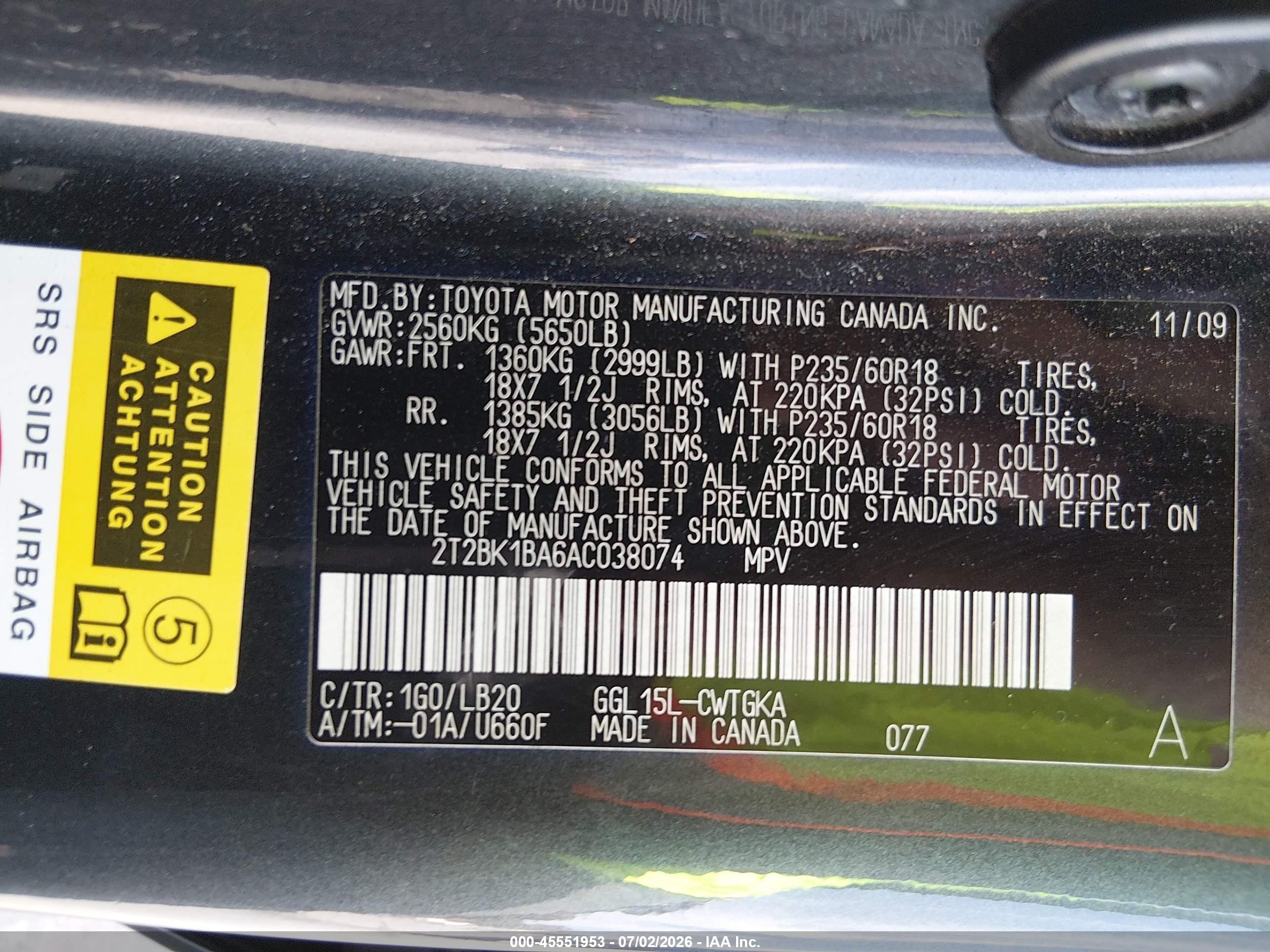 2010 Lexus Rx 350   Black vin: 2T2BK1BA6AC038074