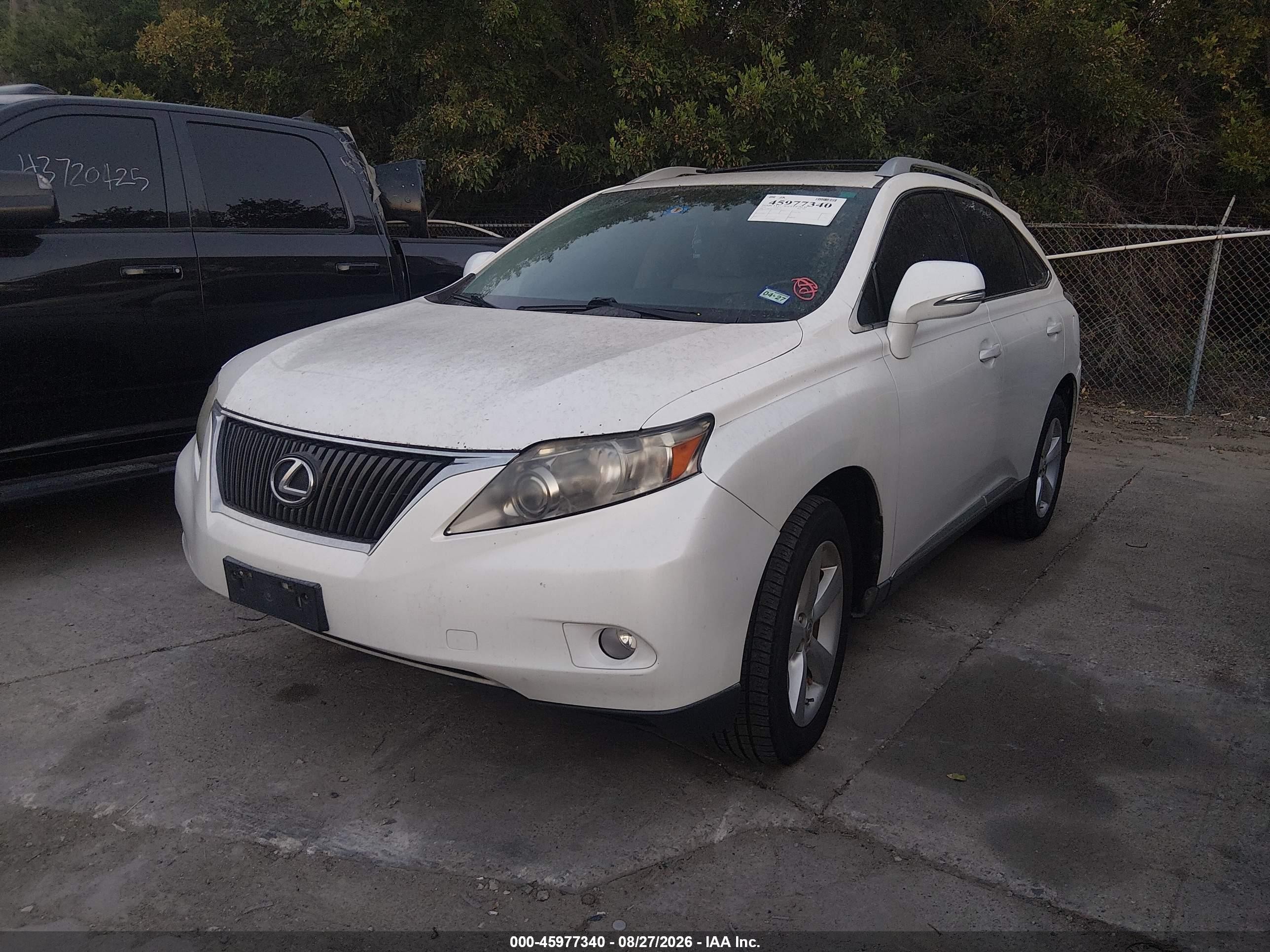2010 Lexus Rx 350   White vin: 2T2BK1BA6AC053321