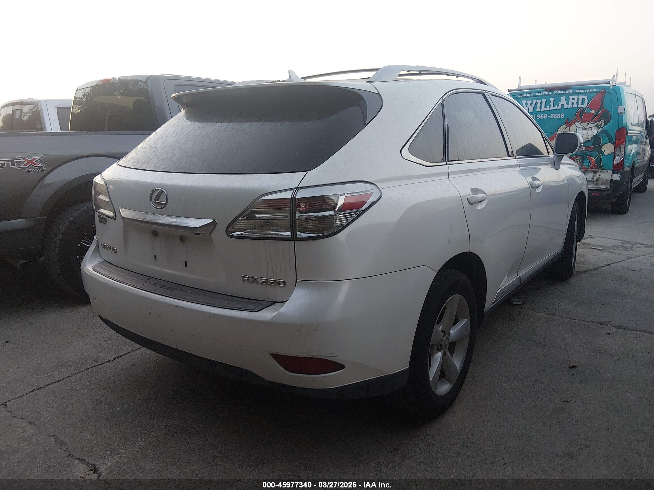 2010 Lexus Rx 350   White vin: 2T2BK1BA6AC053321