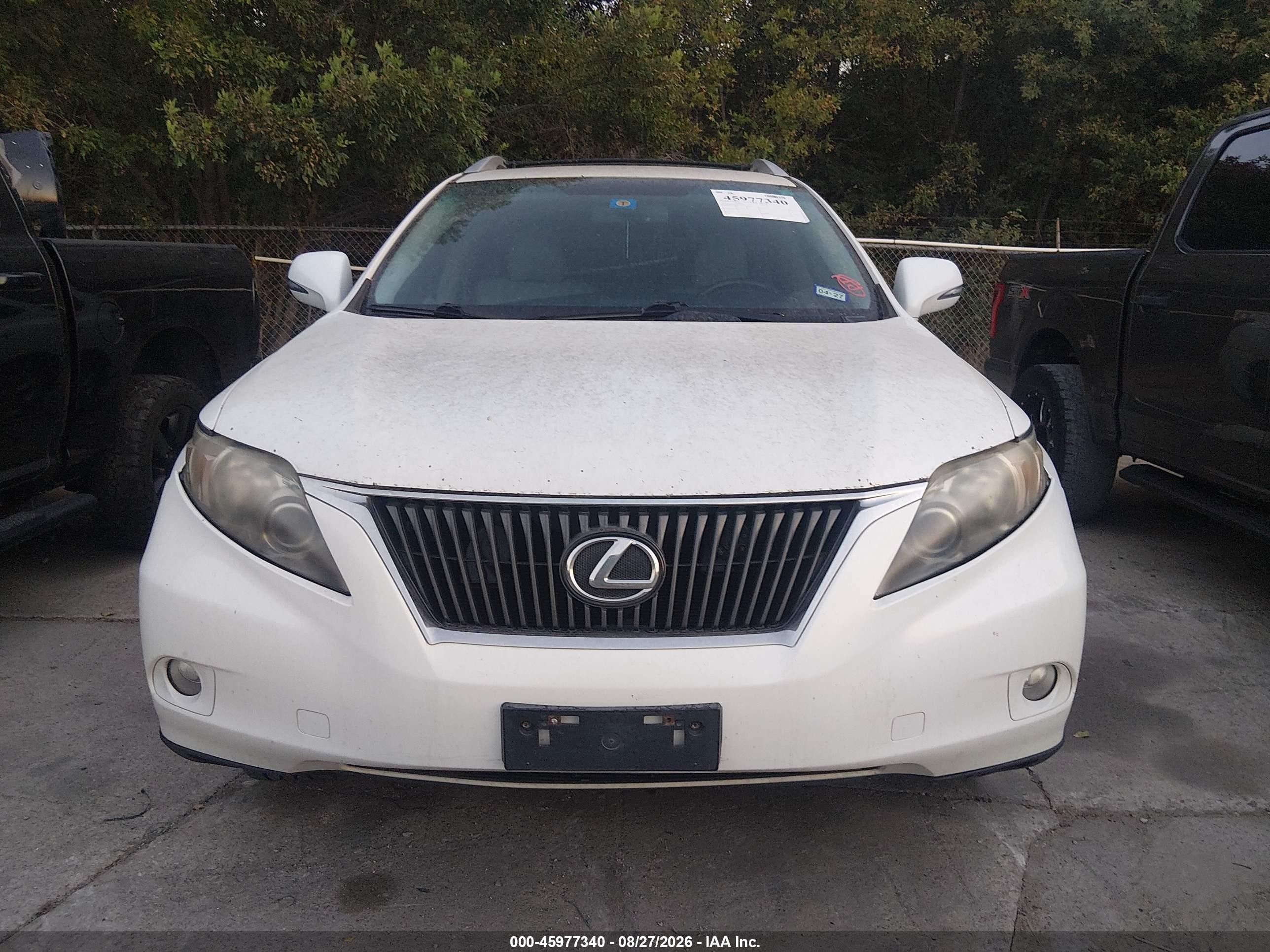 2010 Lexus Rx 350   White vin: 2T2BK1BA6AC053321