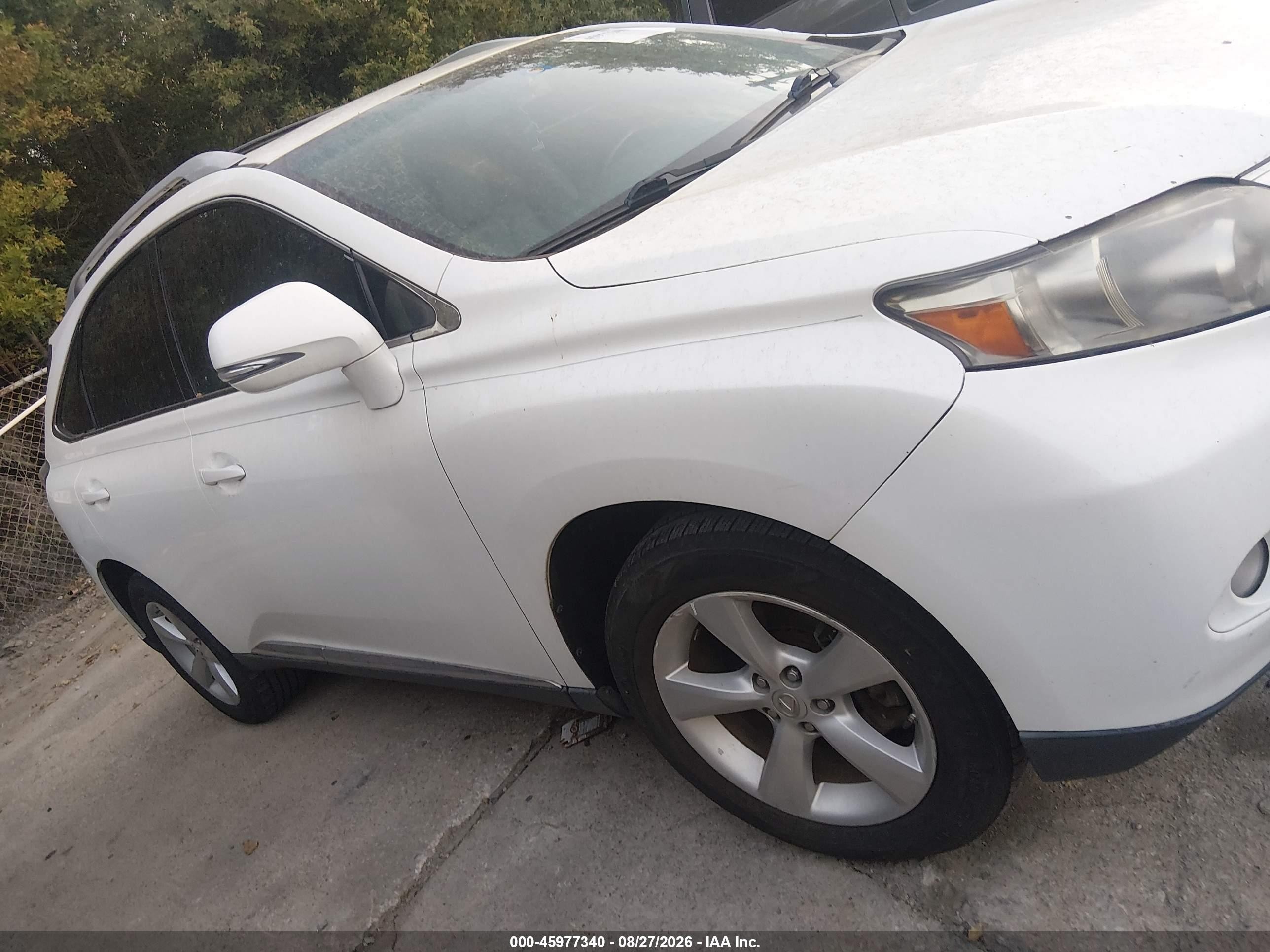 2010 Lexus Rx 350   White vin: 2T2BK1BA6AC053321