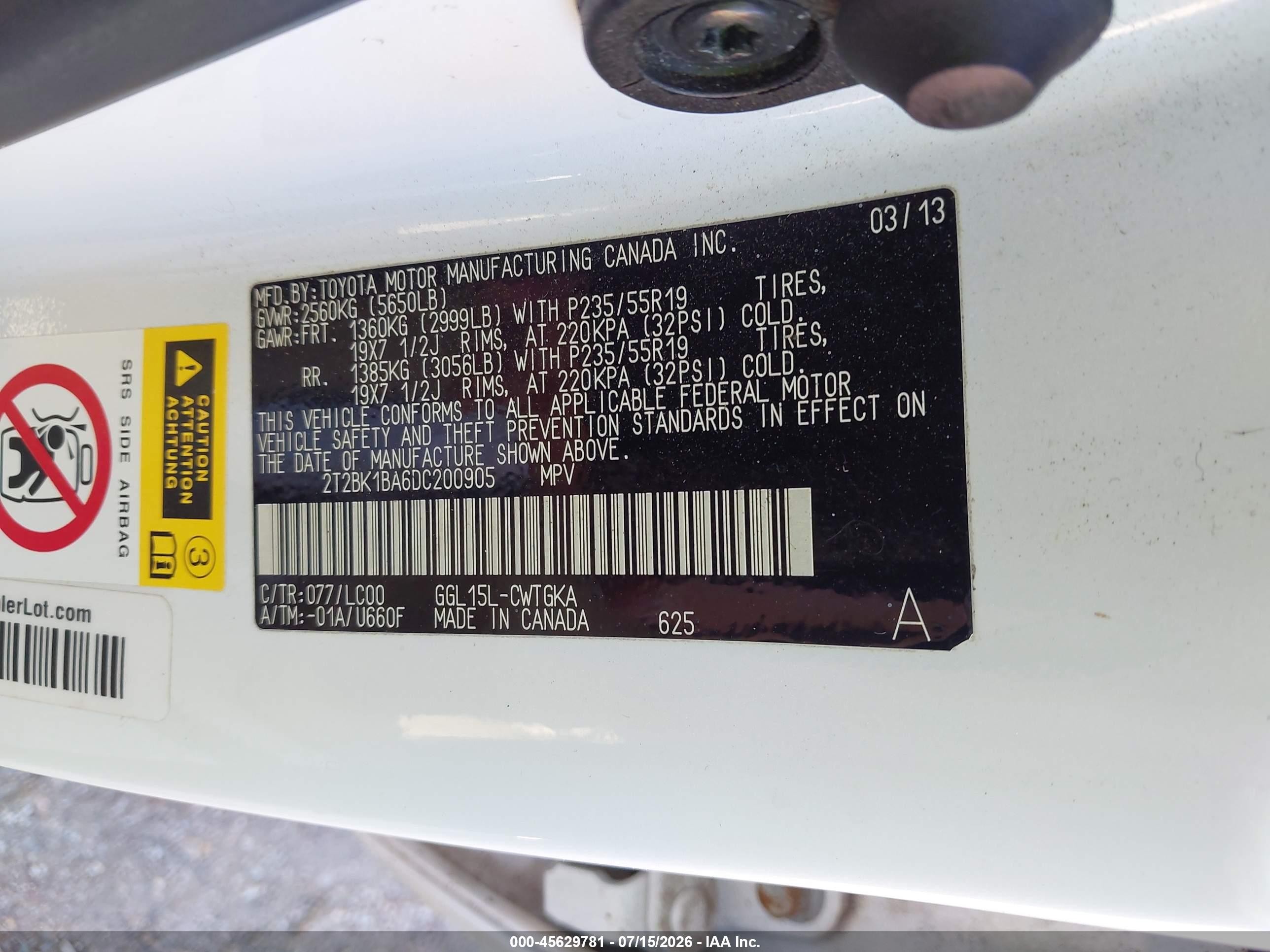 2013 Lexus Rx 350   White vin: 2T2BK1BA6DC200905