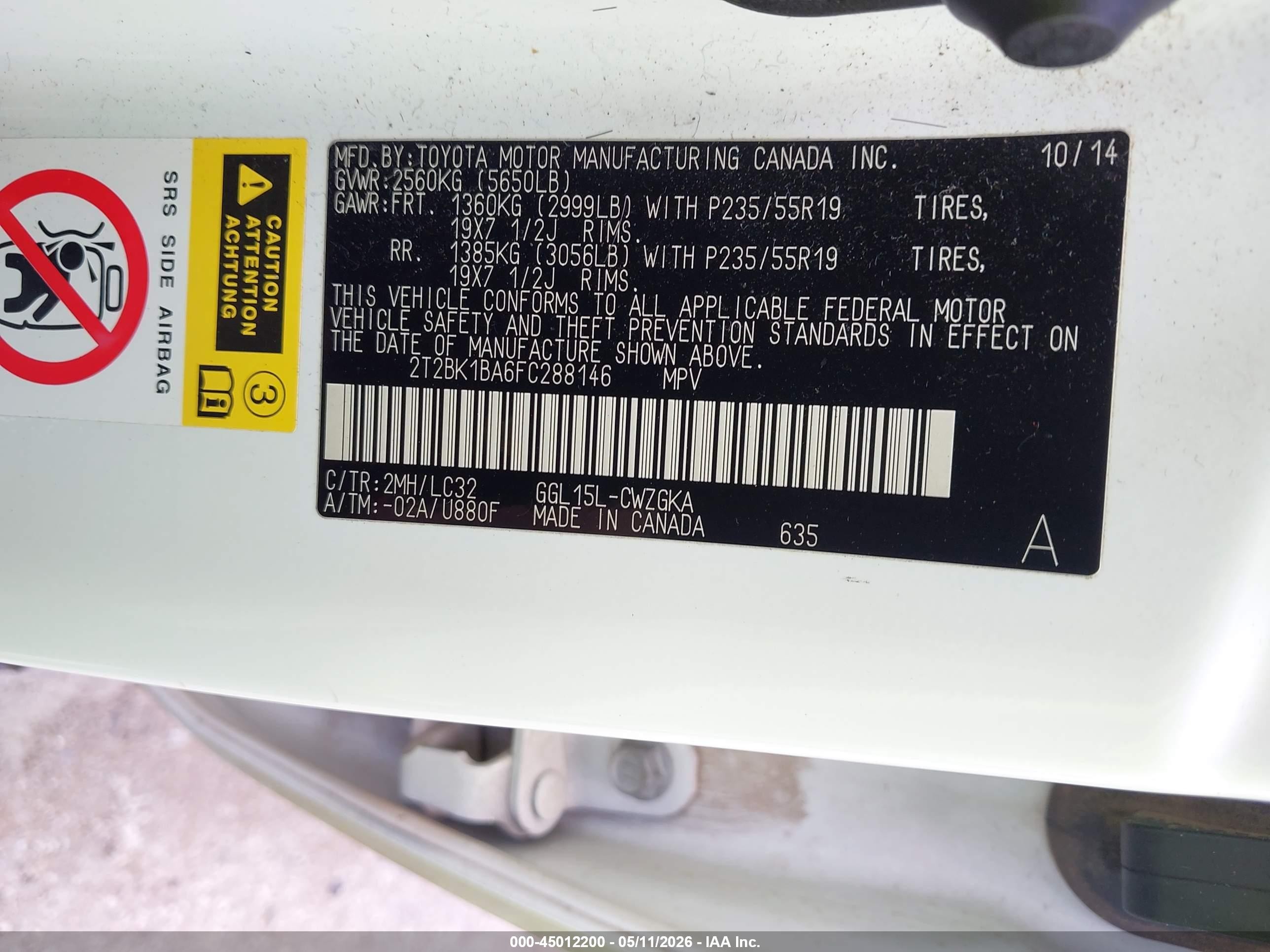 2015 Lexus Rx 350 Crafted Line White vin: 2T2BK1BA6FC288146