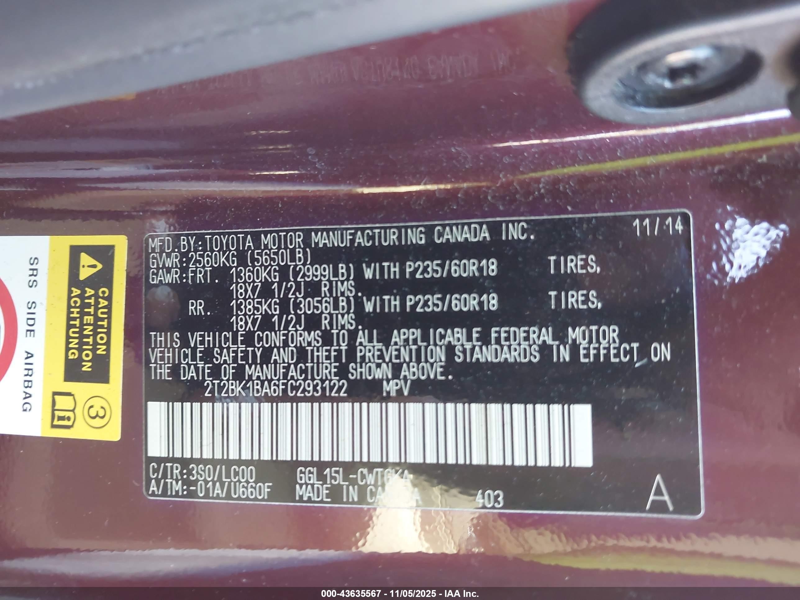 2015 Lexus Rx 350   Бордовый vin: 2T2BK1BA6FC293122