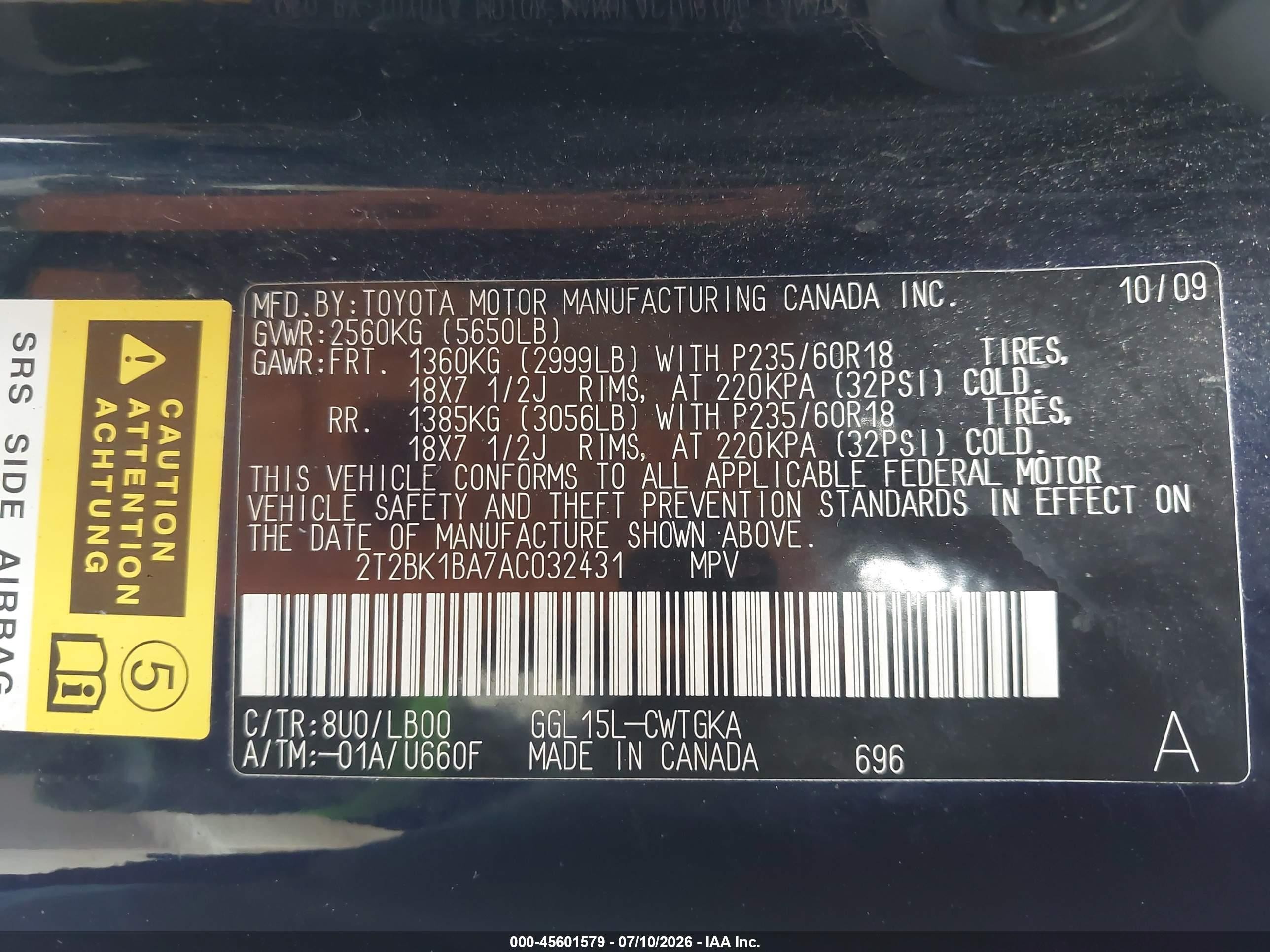 2010 Lexus Rx 350   Dark Blue vin: 2T2BK1BA7AC032431