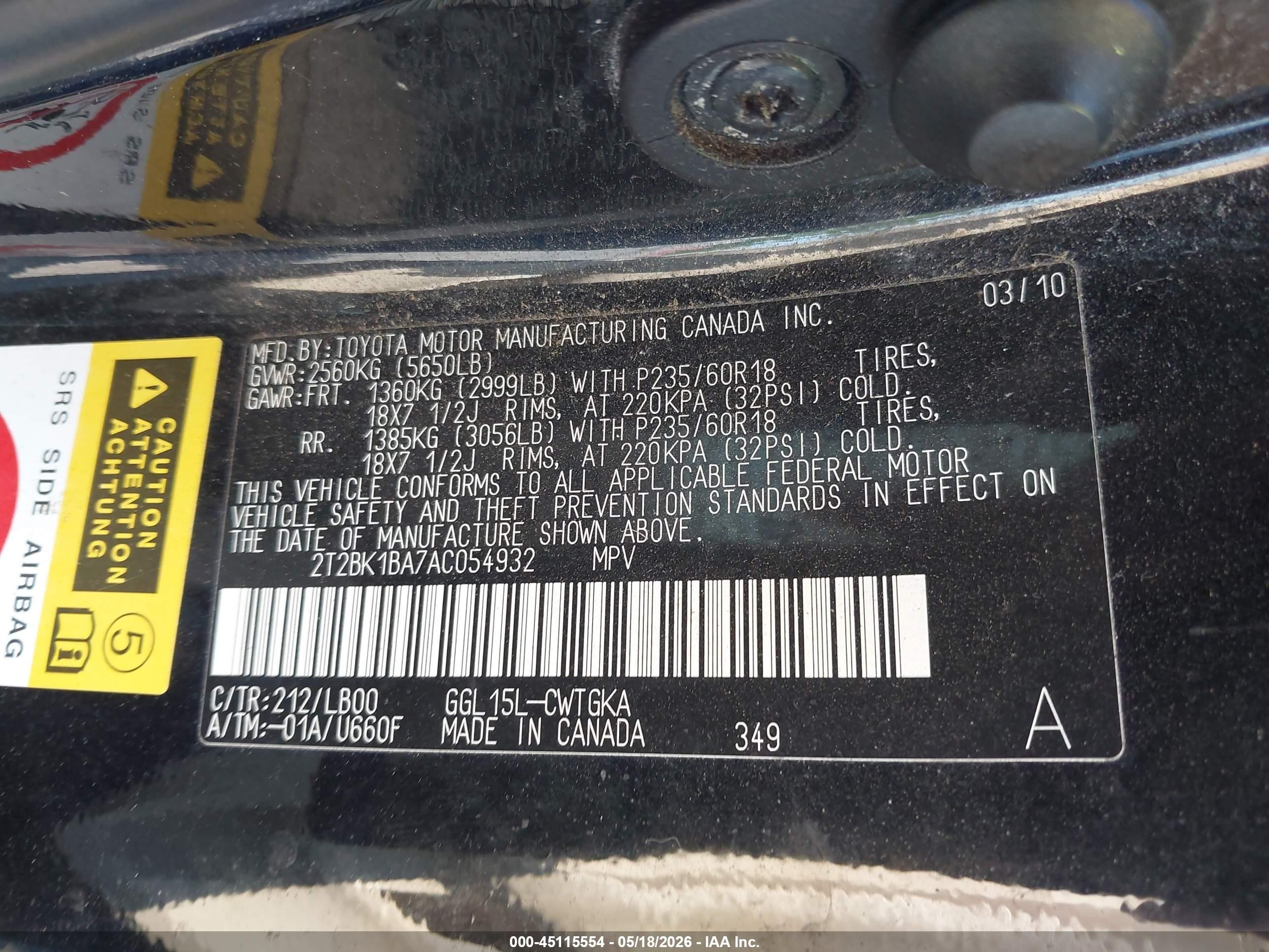 2010 Lexus Rx 350 Черный vin: 2T2BK1BA7AC054932