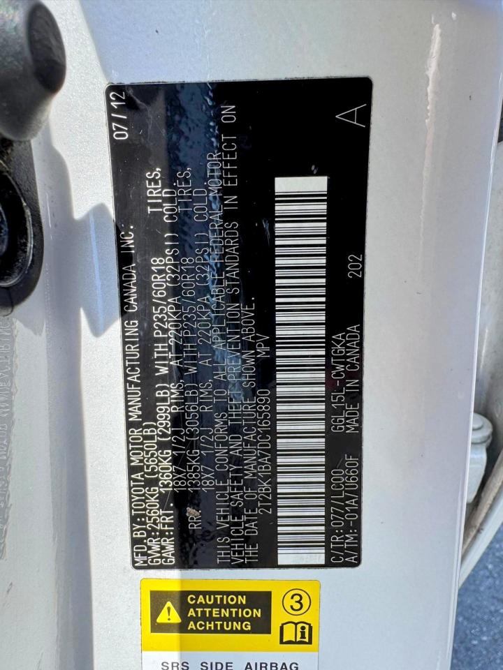 2013 Lexus Rx 350 Base White vin: 2T2BK1BA7DC165890