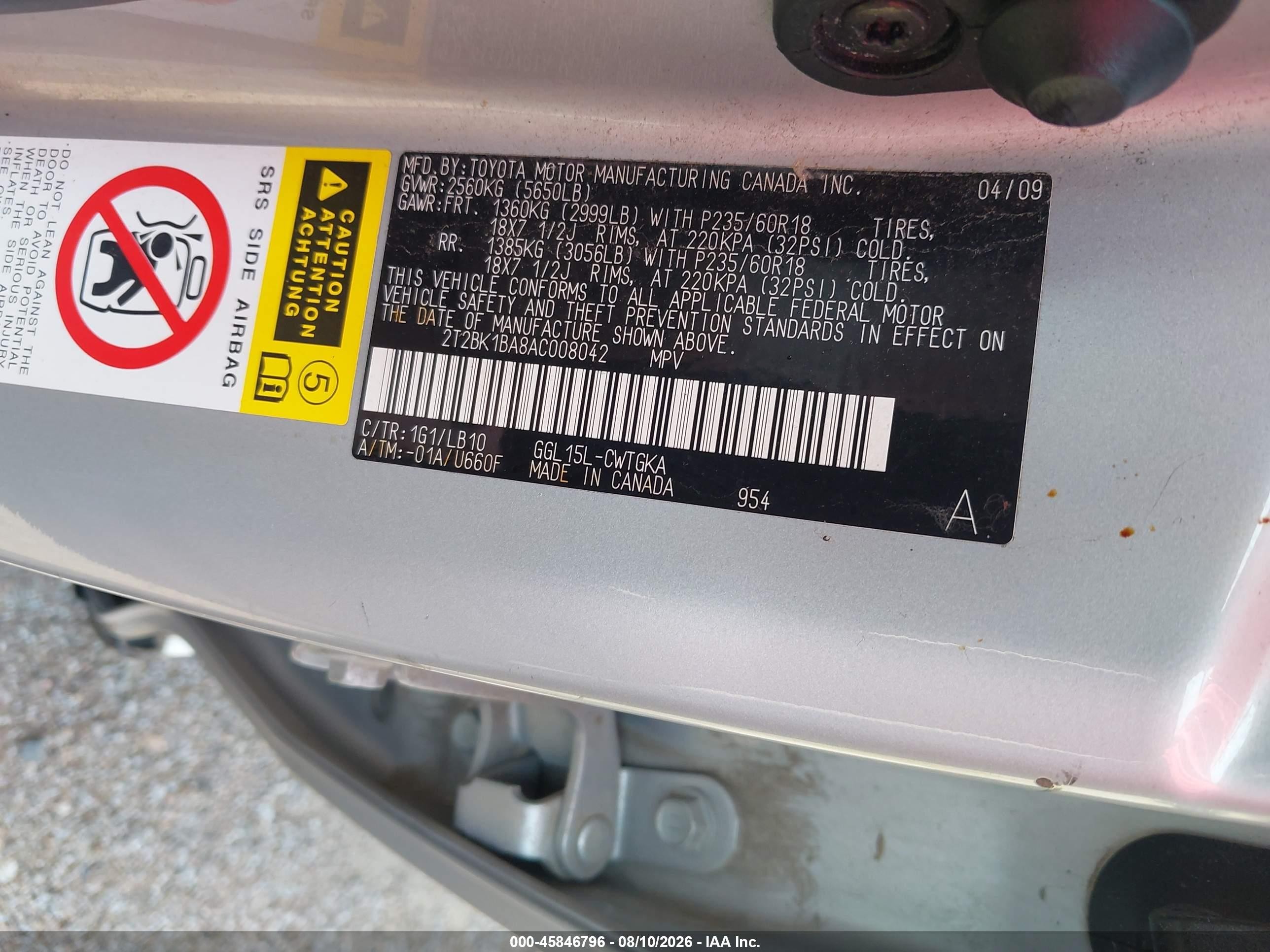 2010 Lexus Rx 350   Silver vin: 2T2BK1BA8AC008042