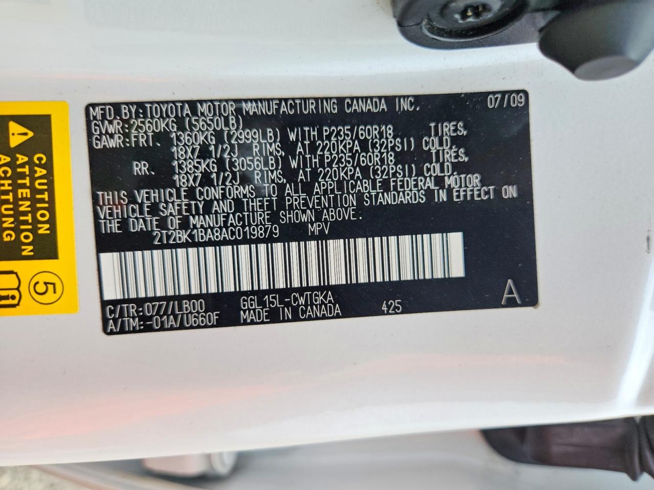 2010 Lexus Rx 350 White vin: 2T2BK1BA8AC019879