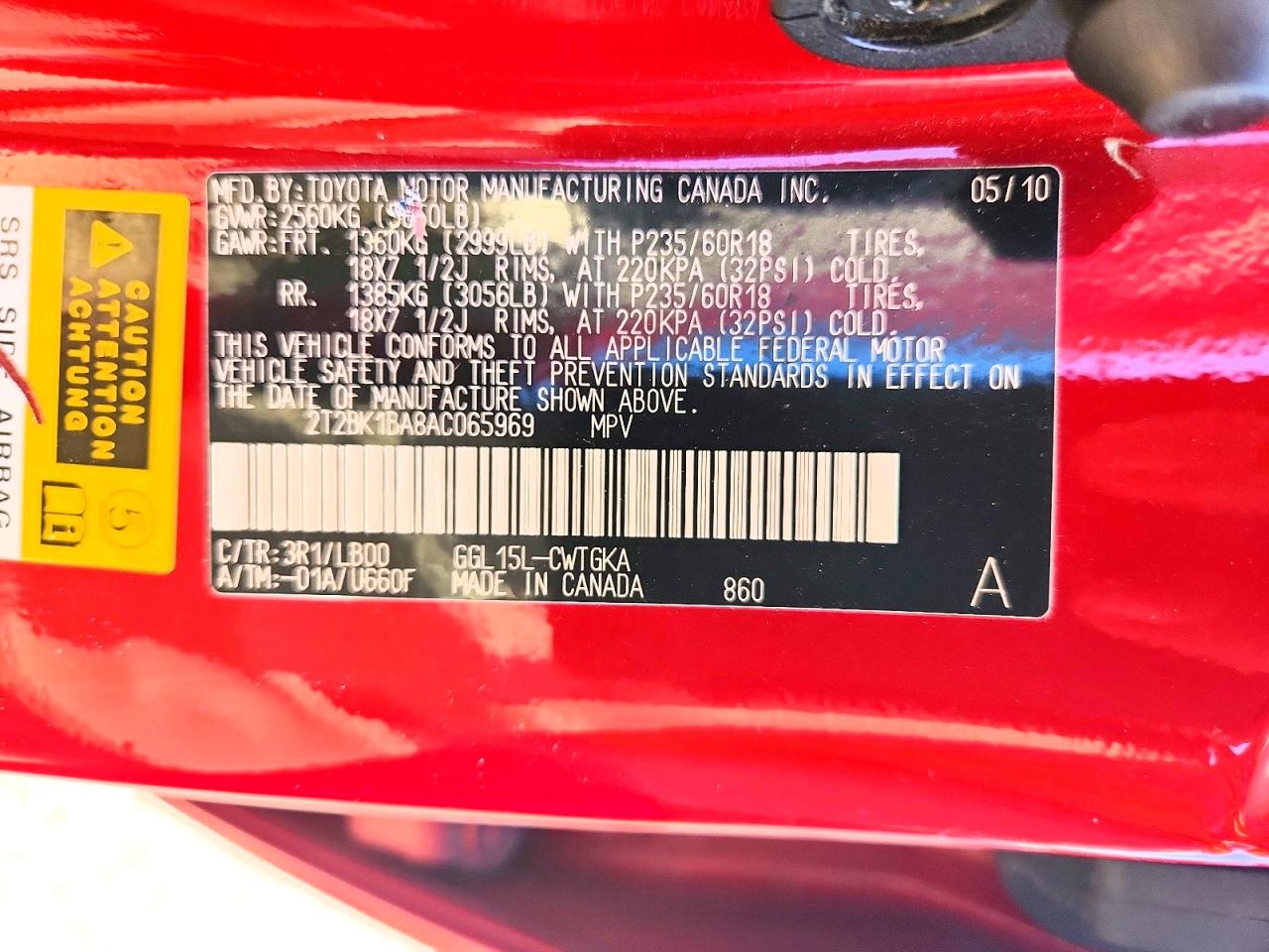 2010 Lexus Rx 350 Red vin: 2T2BK1BA8AC065969