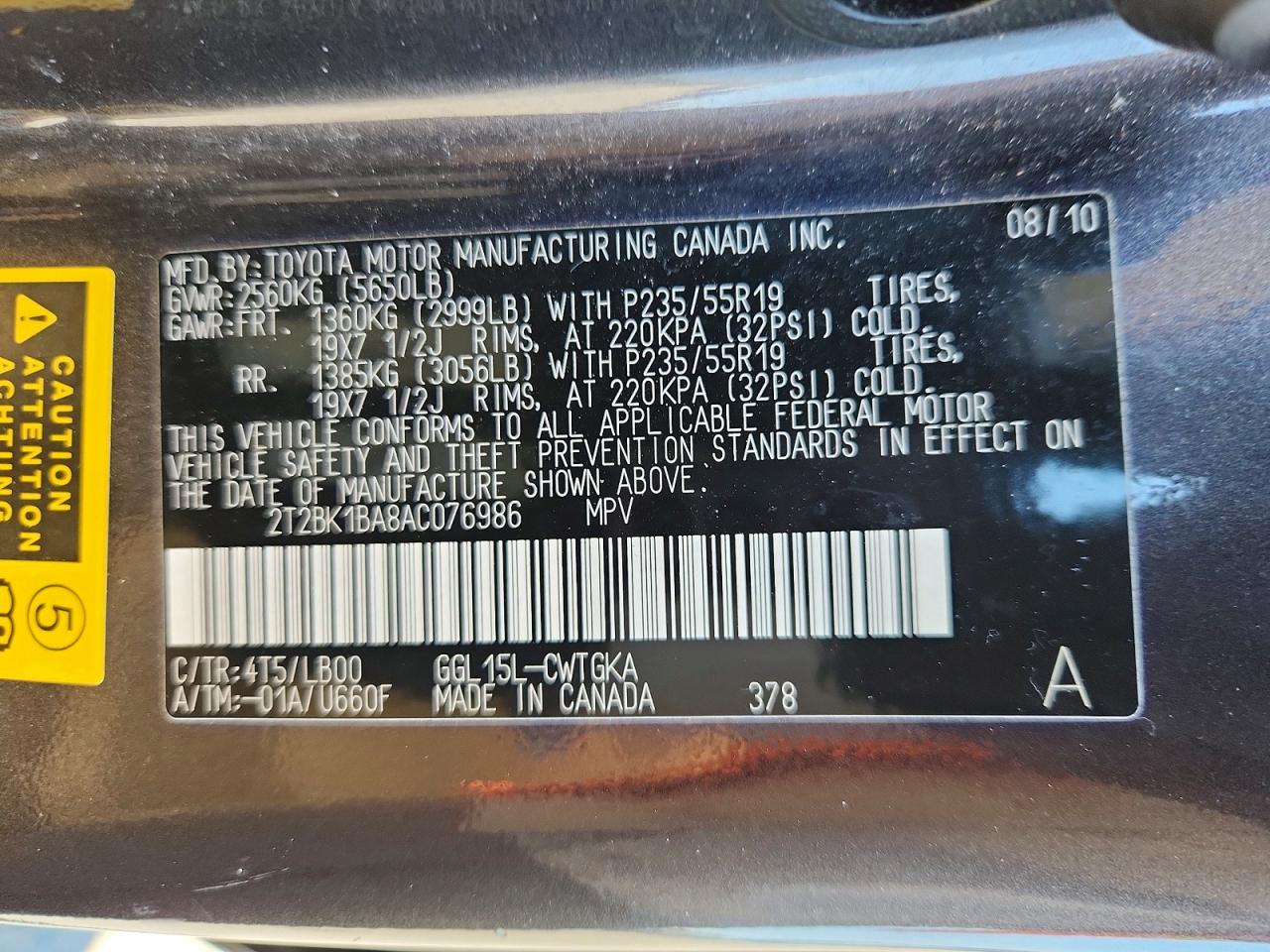 2010 Lexus Rx 350 Charcoal vin: 2T2BK1BA8AC076986