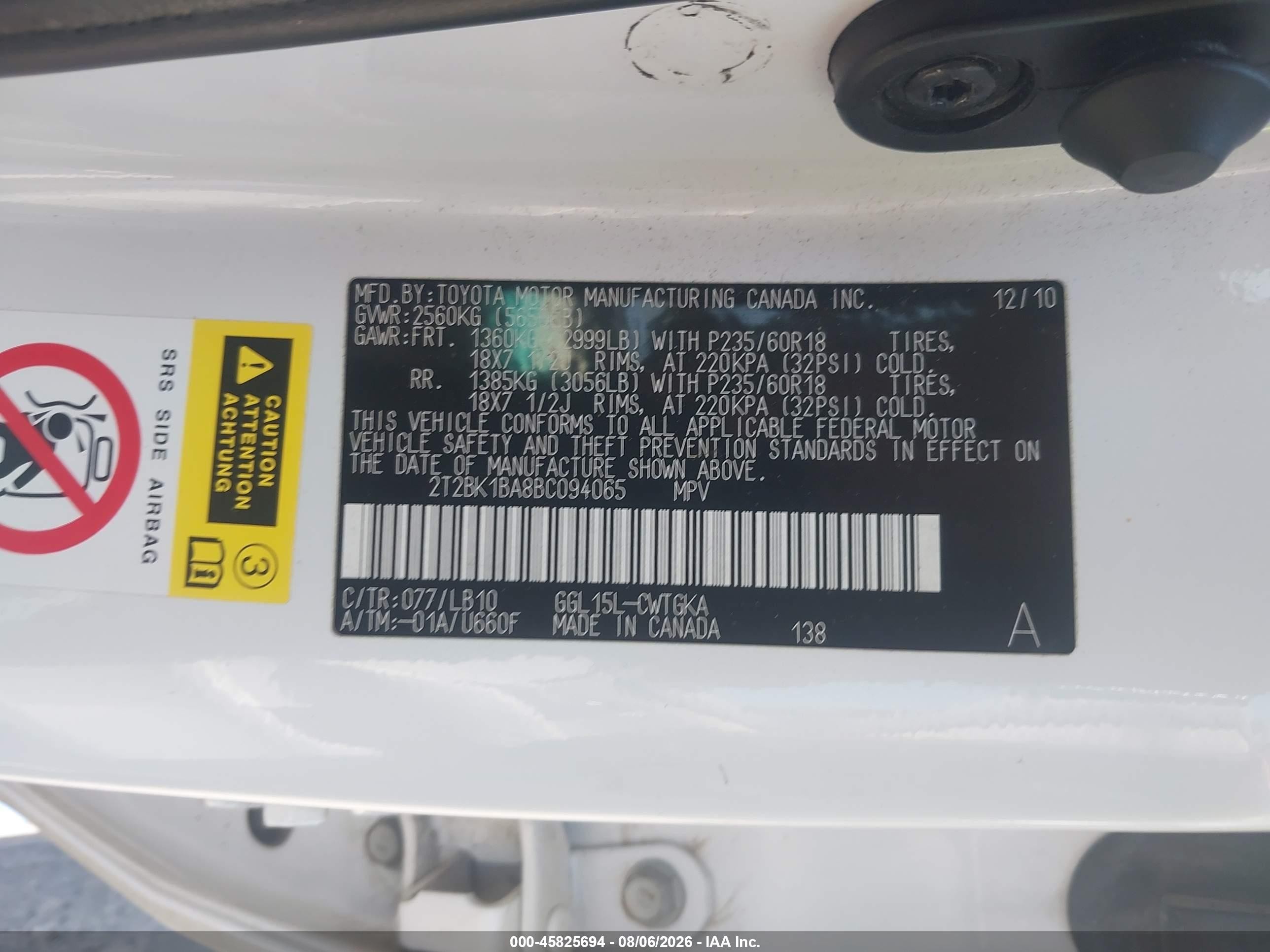 2011 Lexus Rx 350   White vin: 2T2BK1BA8BC094065