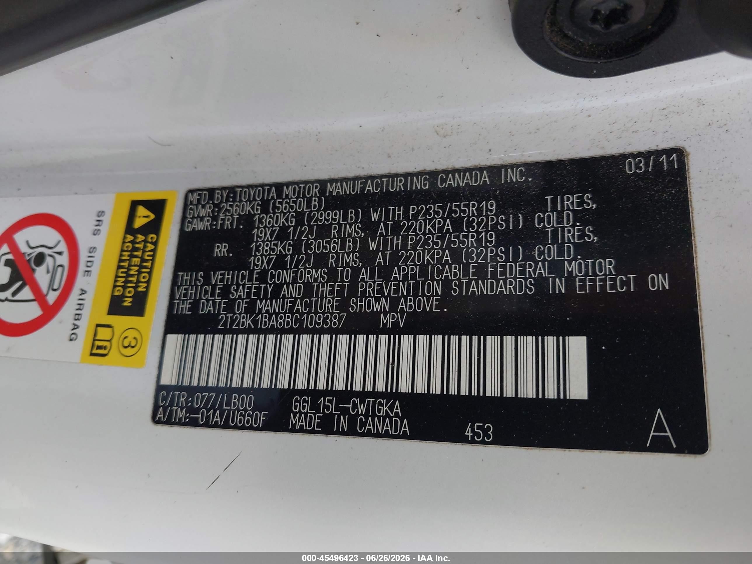 2011 Lexus Rx 350   White vin: 2T2BK1BA8BC109387