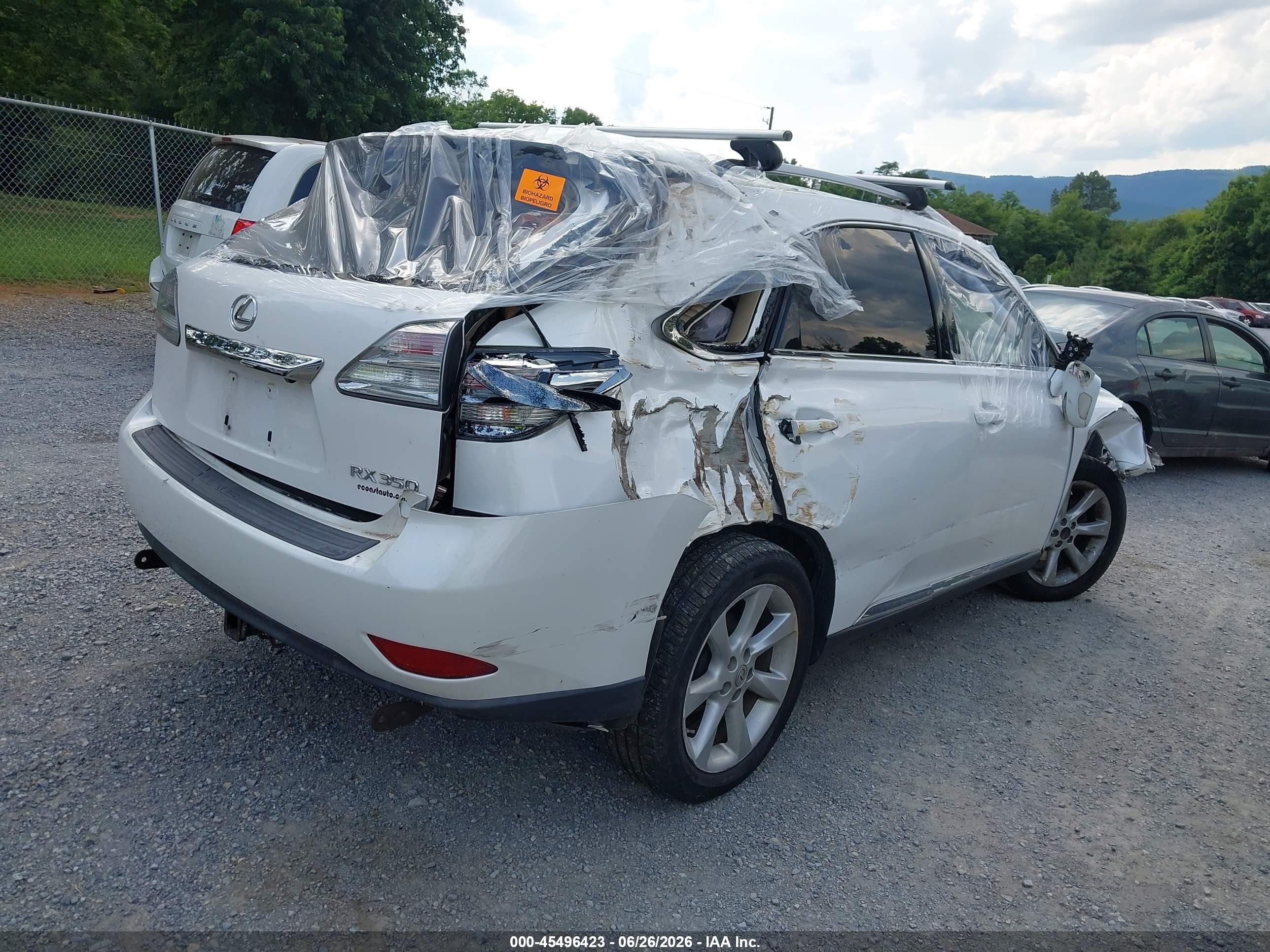 2011 Lexus Rx 350   White vin: 2T2BK1BA8BC109387