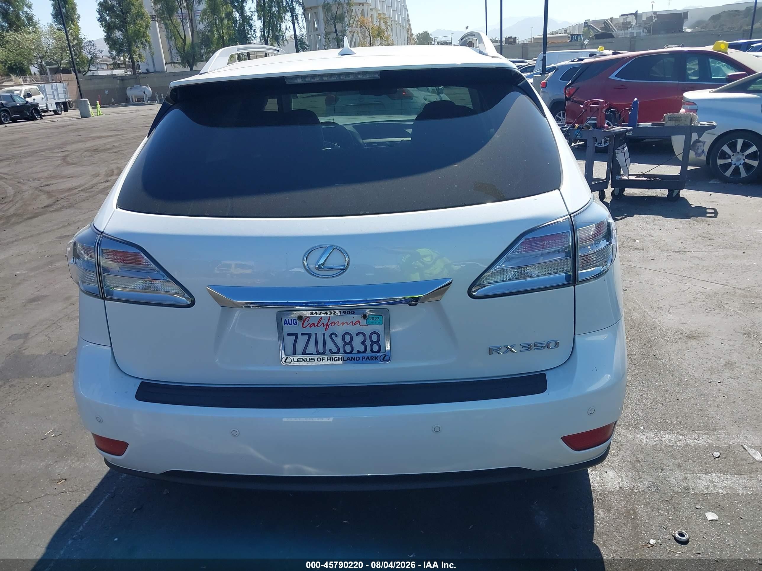 2011 Lexus Rx 350   White vin: 2T2BK1BA8BC118641