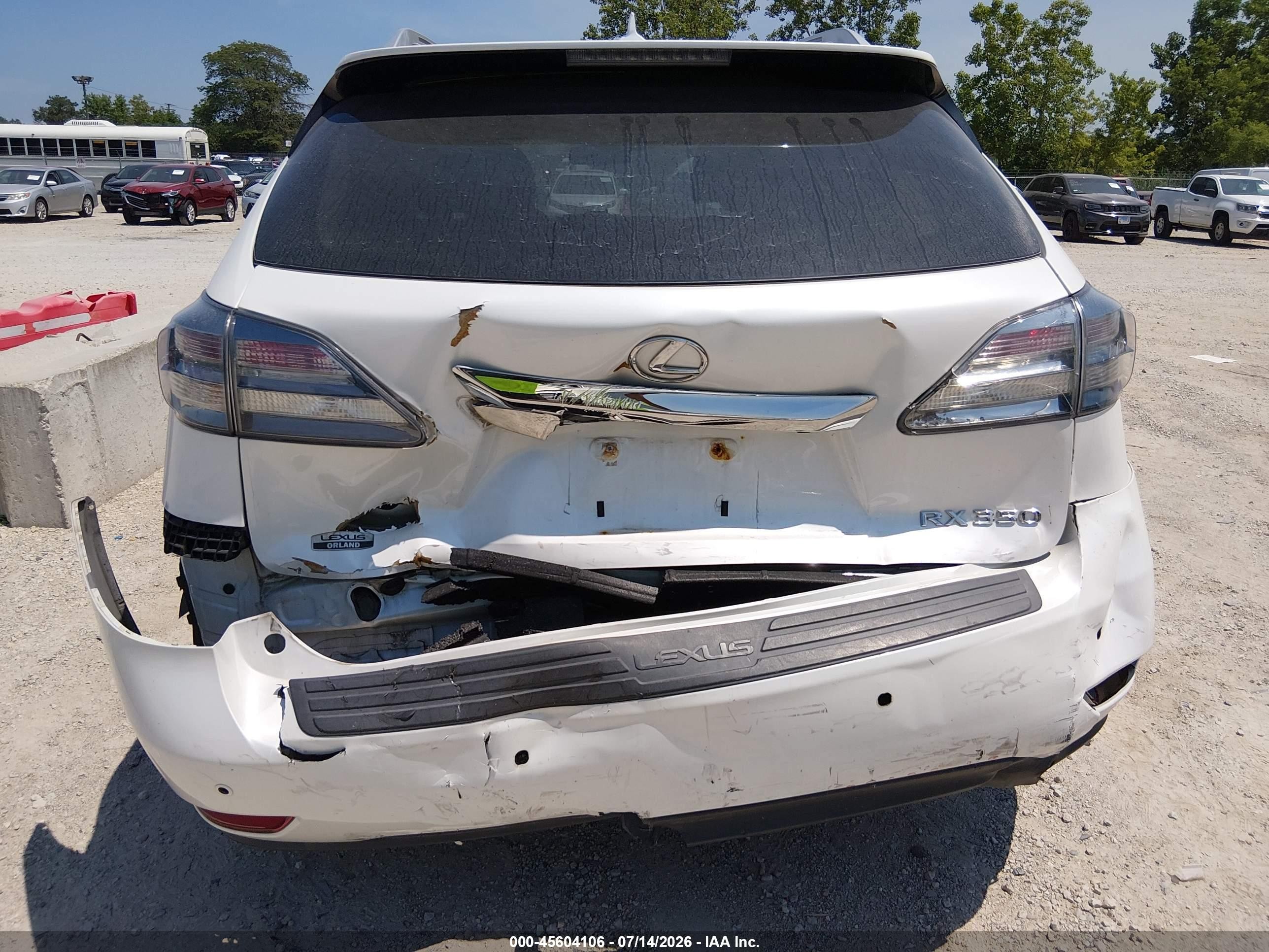 2012 Lexus Rx 350   White vin: 2T2BK1BA8CC149289