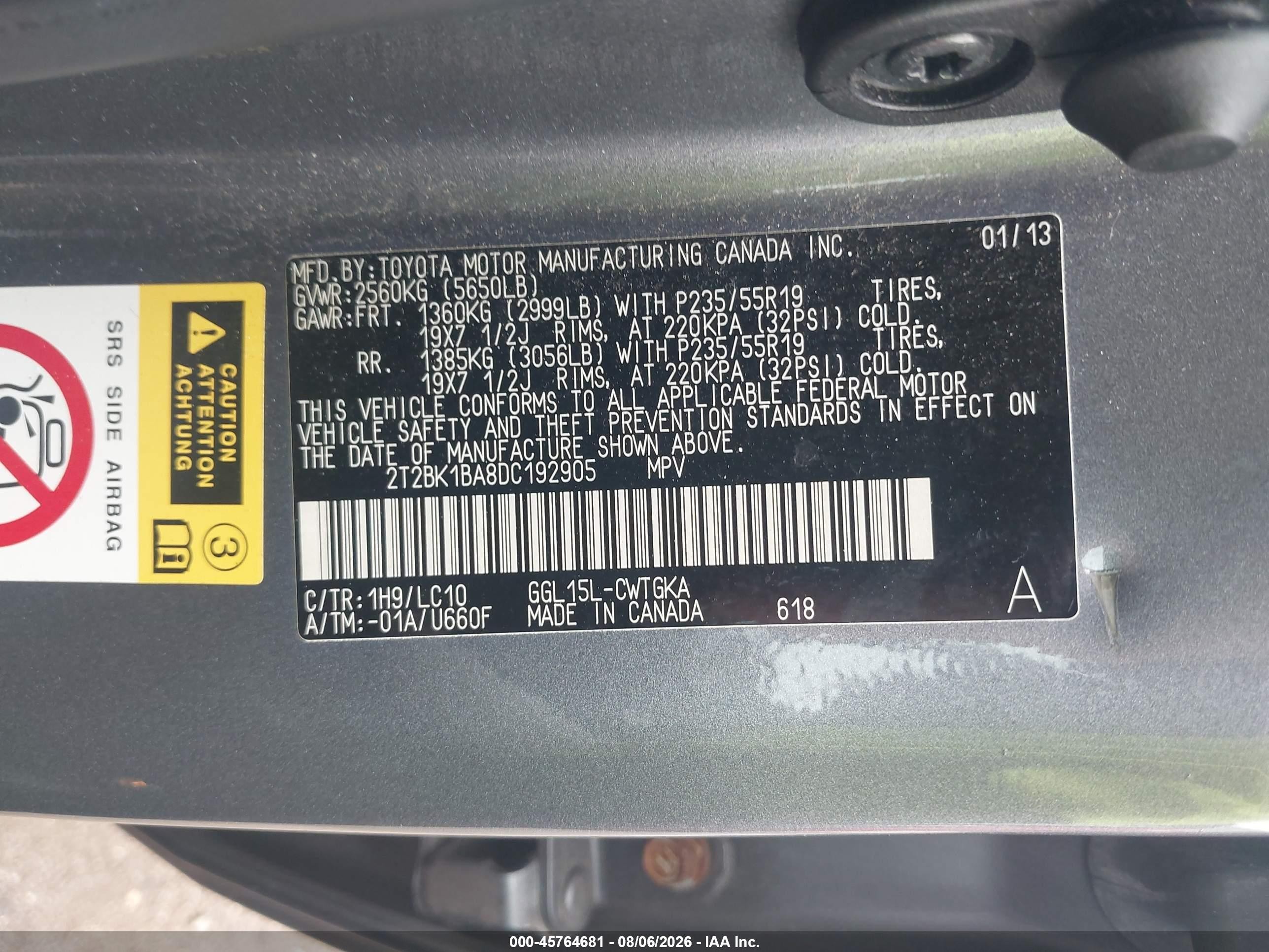 2013 Lexus Rx 350   Gray vin: 2T2BK1BA8DC192905