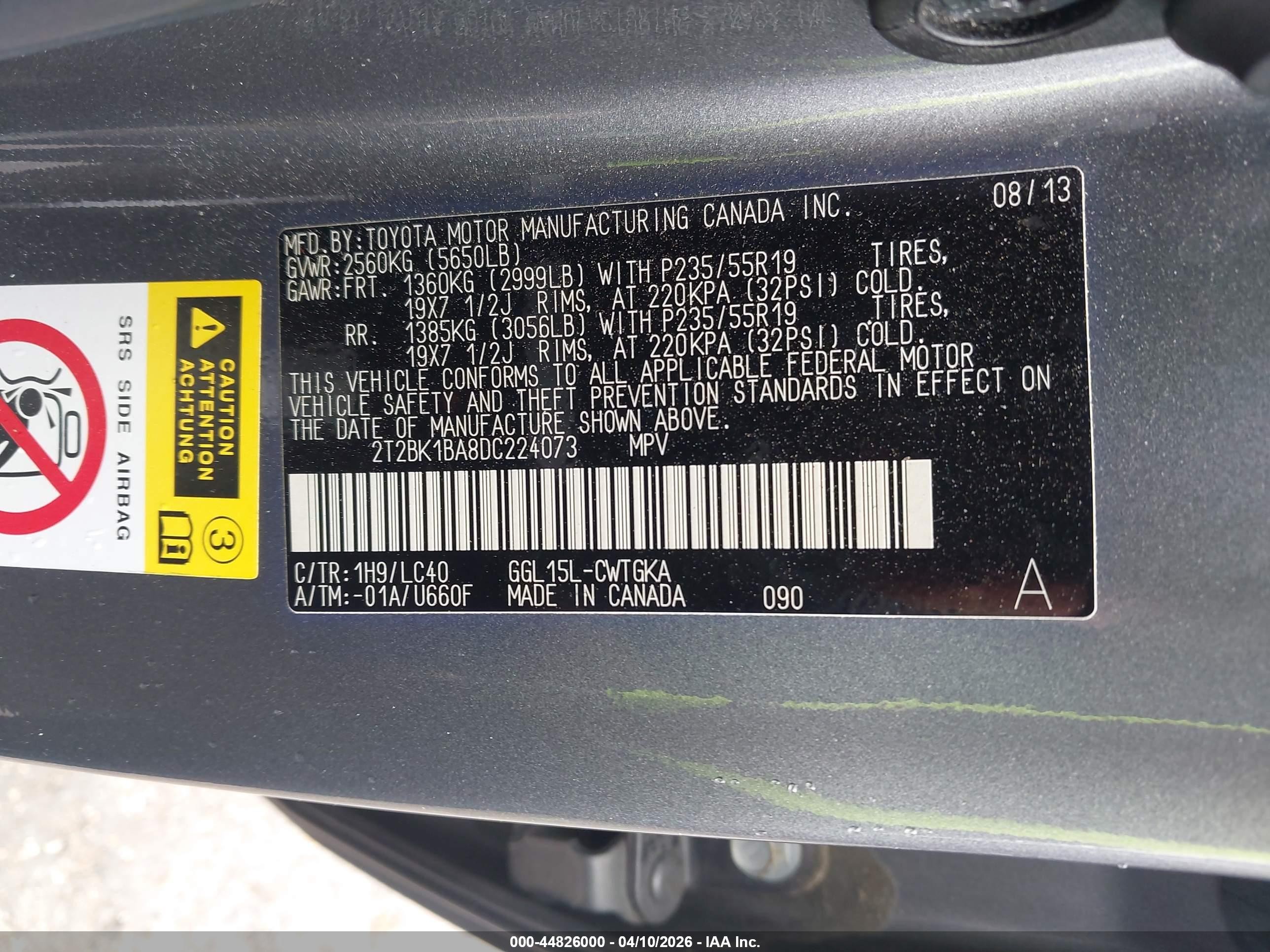 2013 Lexus Rx 350   Gray vin: 2T2BK1BA8DC224073