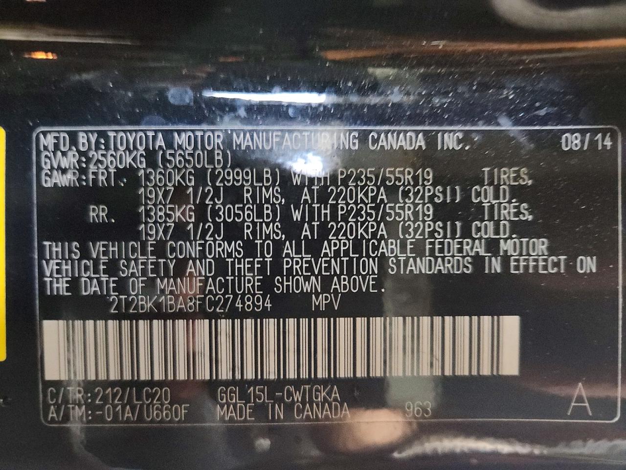 2015 Lexus Rx 350 Base Черный vin: 2T2BK1BA8FC274894