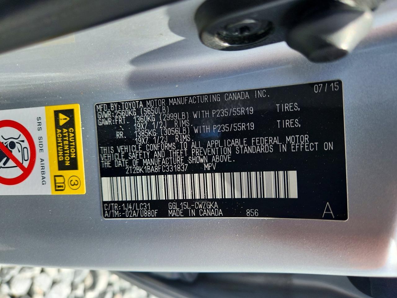 2015 Lexus Rx 350 F Sport Silver vin: 2T2BK1BA8FC331837