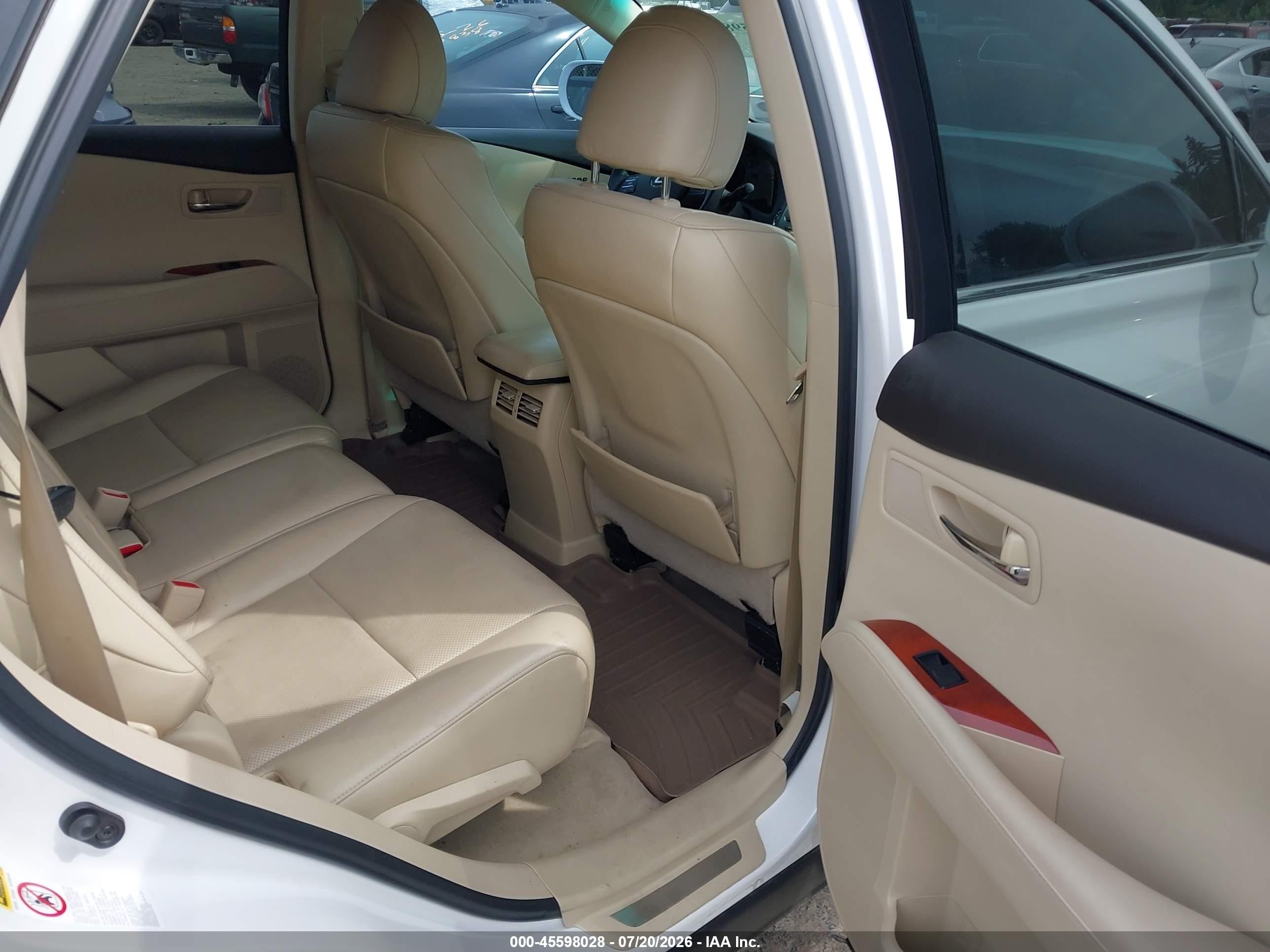 2010 Lexus Rx 350   White vin: 2T2BK1BA9AC023939