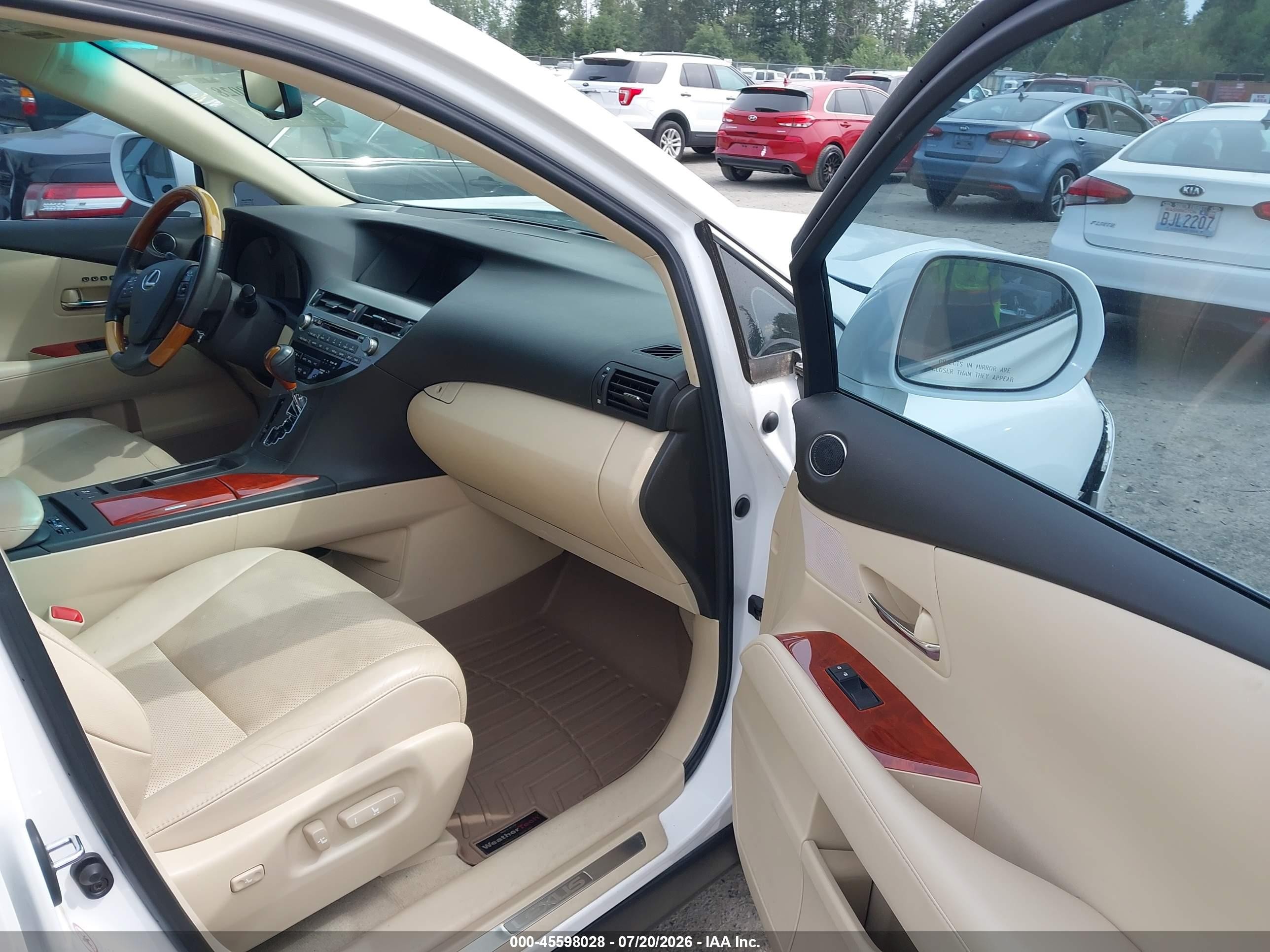 2010 Lexus Rx 350   White vin: 2T2BK1BA9AC023939