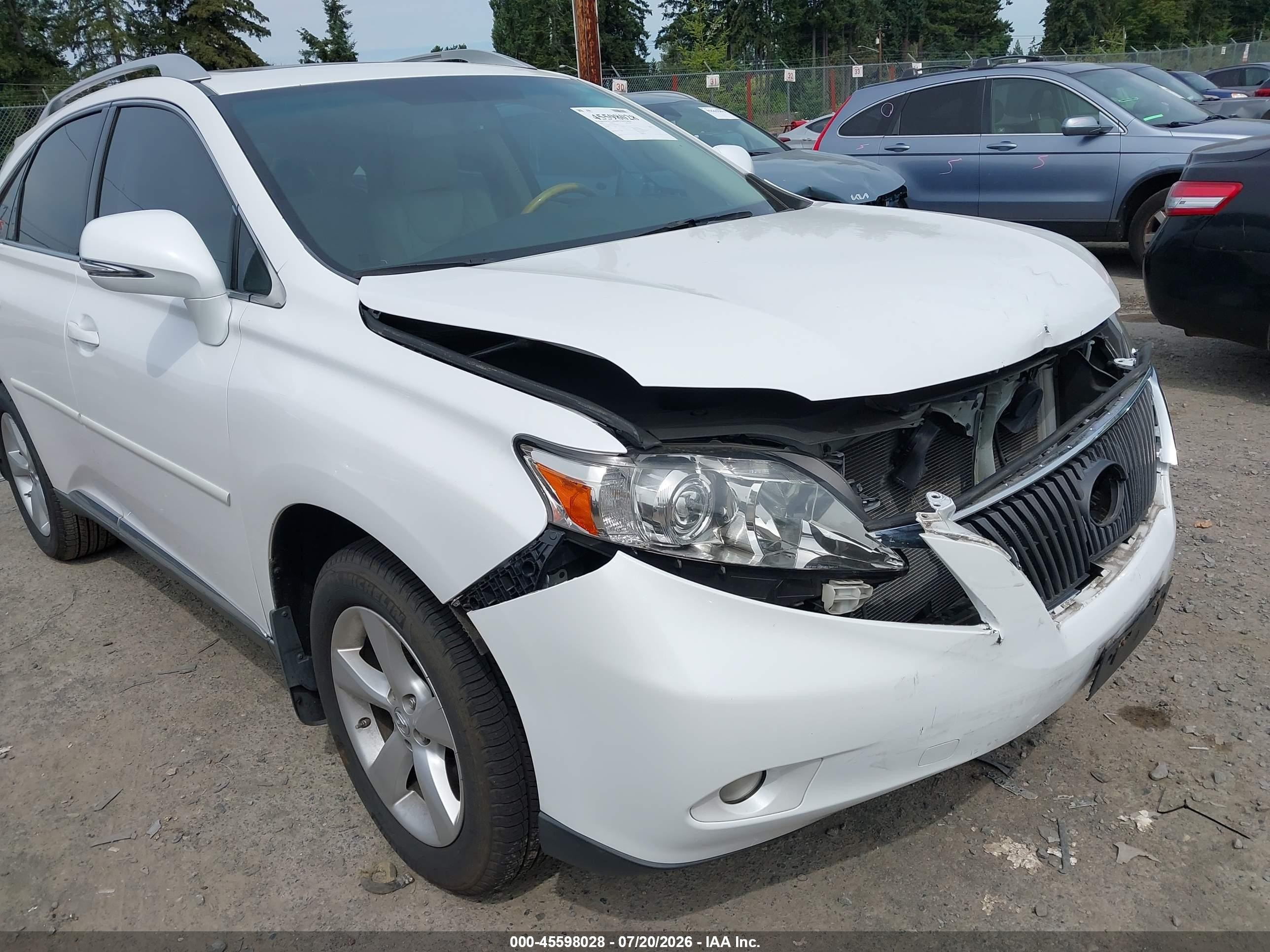 2010 Lexus Rx 350   White vin: 2T2BK1BA9AC023939