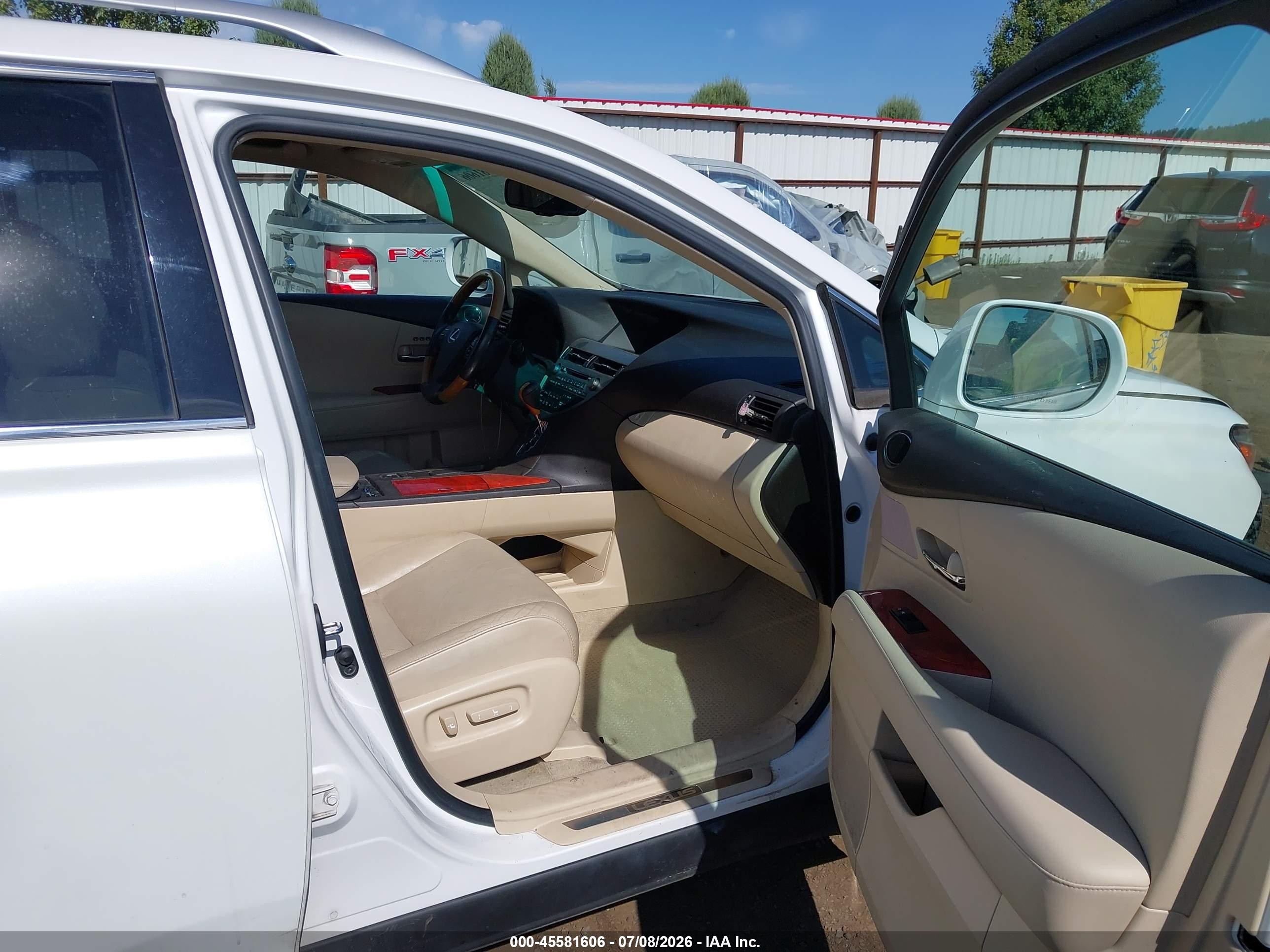 2010 Lexus Rx 350   White vin: 2T2BK1BA9AC066452